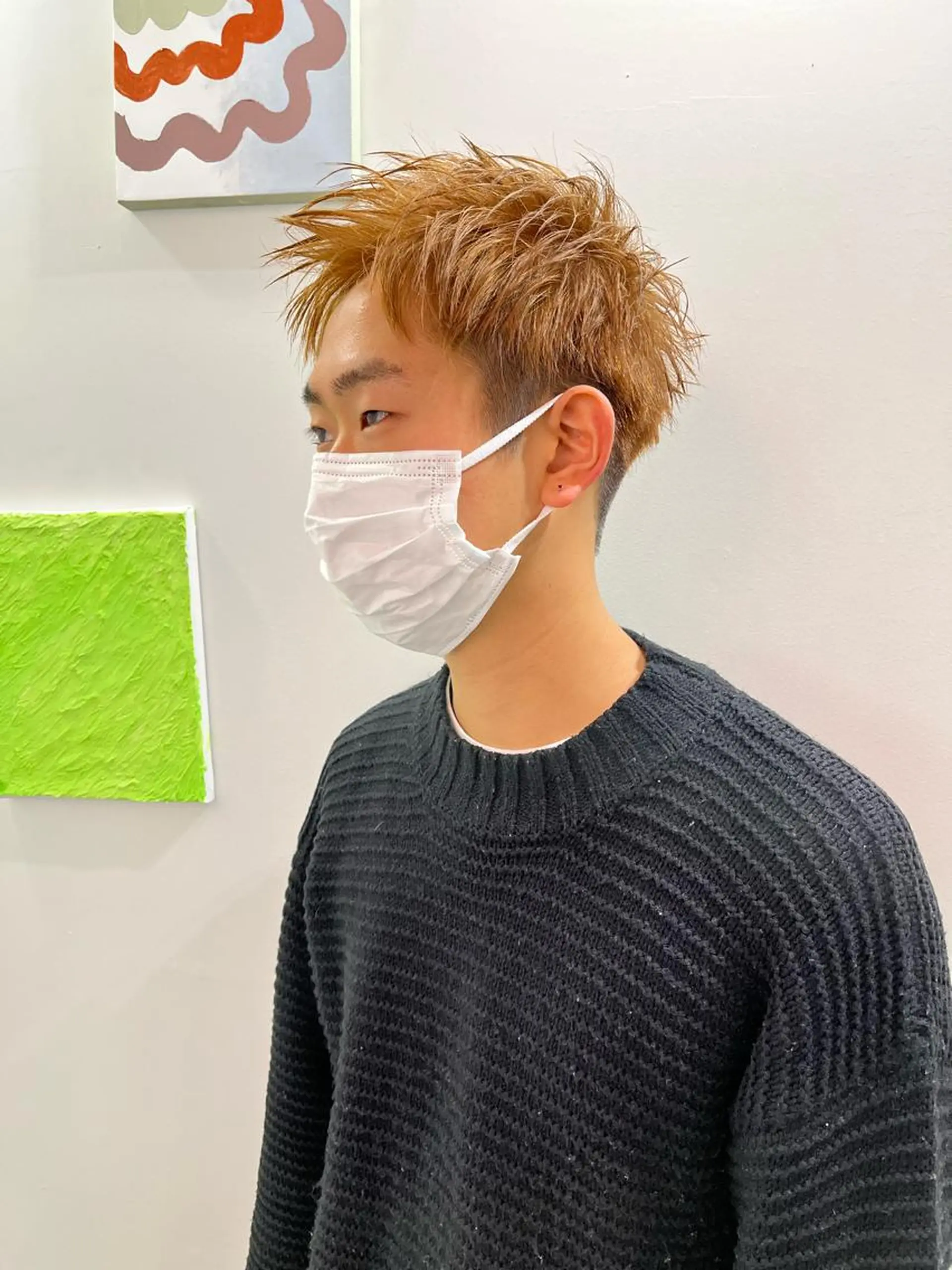 ショート カラー メンズ カット ハイトーン/レイヤー ハッシュカット/牧原のヘアスタイル