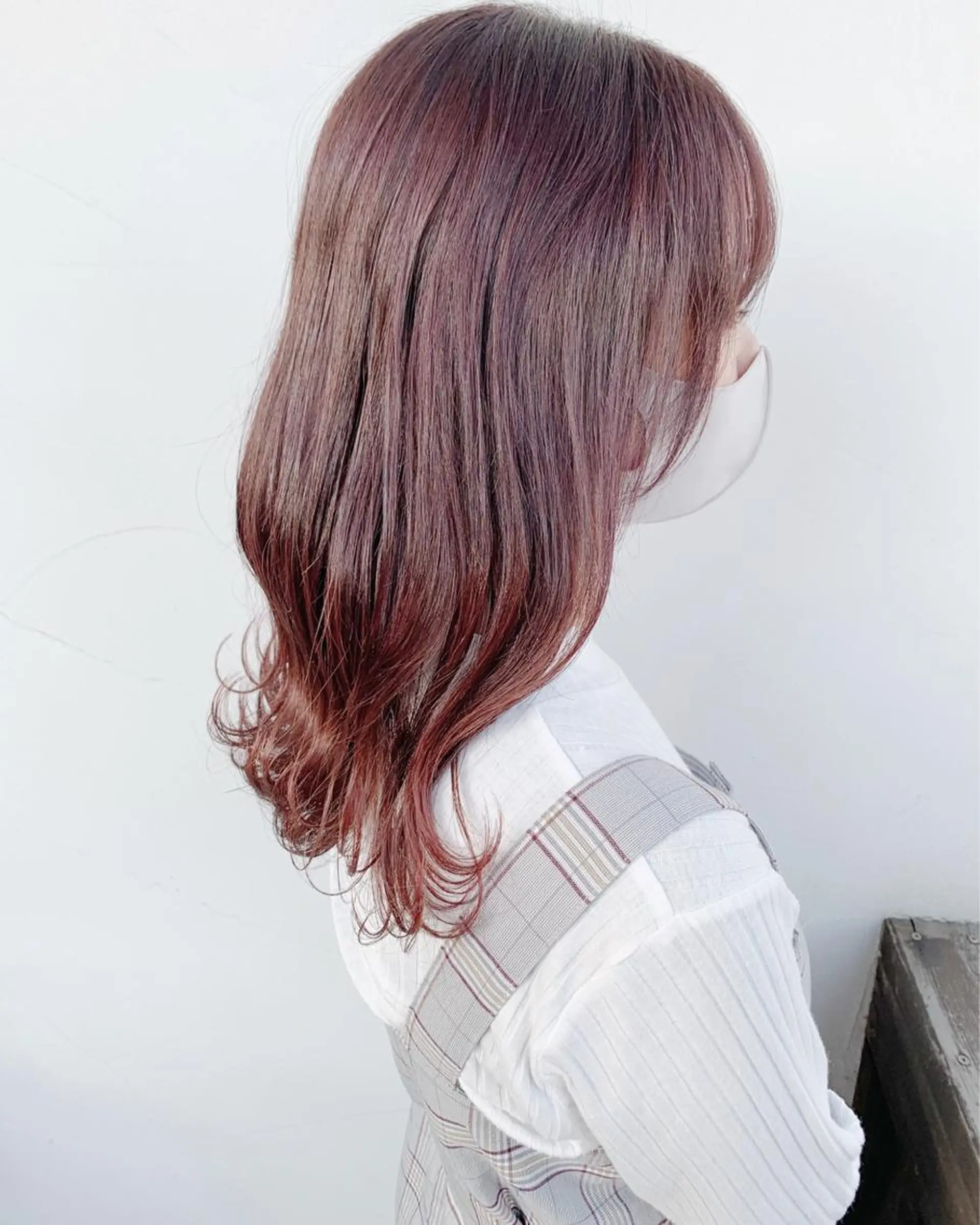 セミロング カラー ボルドーカラー ピンクカラー 剣持友希/ifh iizuka/高崎のヘアスタイル