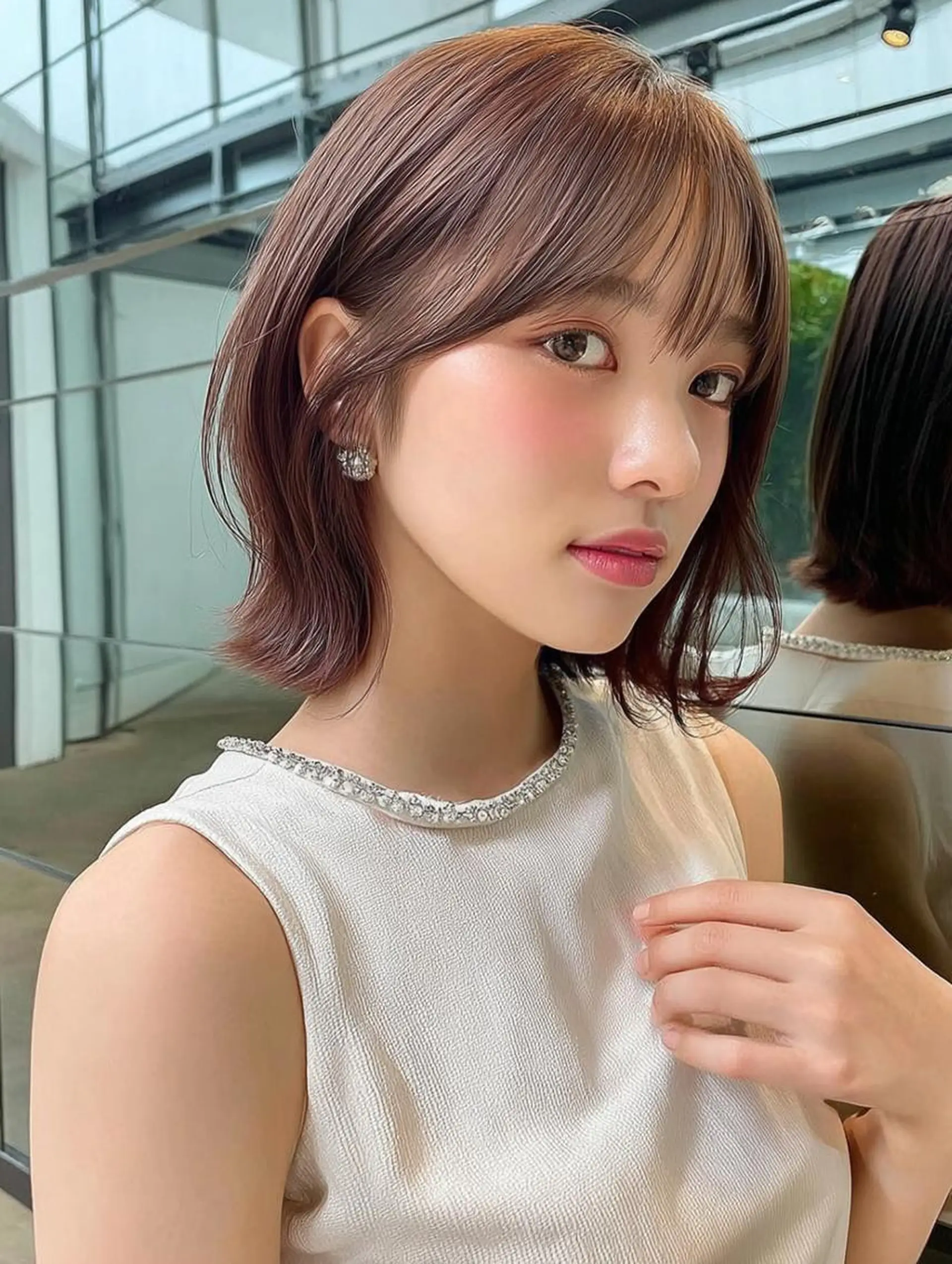 セミロング 髪質改善 似合わせカット 小顔カット トリートメント カット ヘアカラー 透け感カラー得意🎀 りおなのマツエク・マツパデザイン