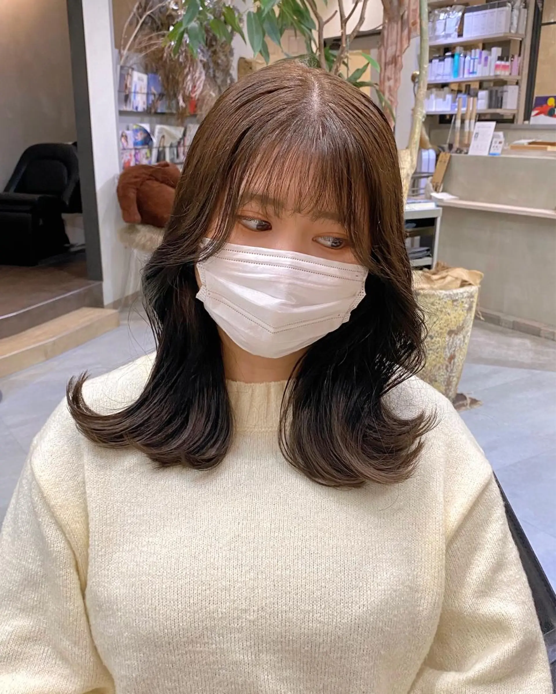 セミロング カラー ブラウンカラー 韓国風ヘア 🍈yurina 福岡/パーマ🍈のヘアスタイル