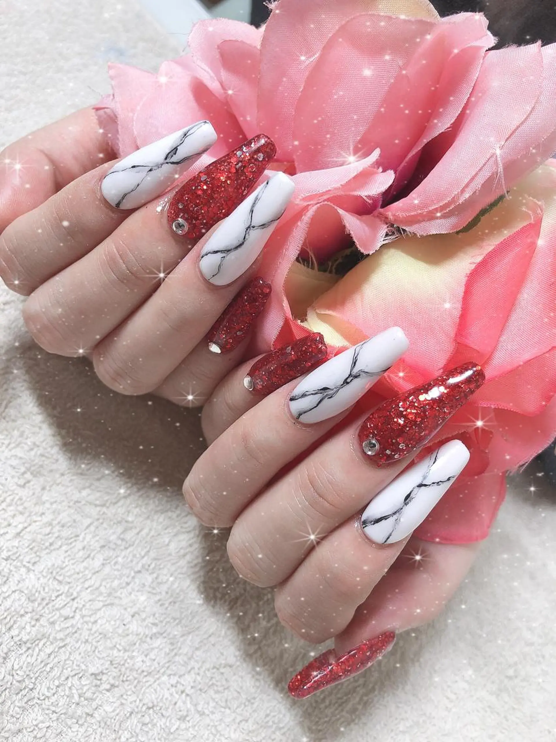 ロング ネイル ストーンネイル 《LB》ラブリエ Nail&eyeのマツエク・マツパデザイン