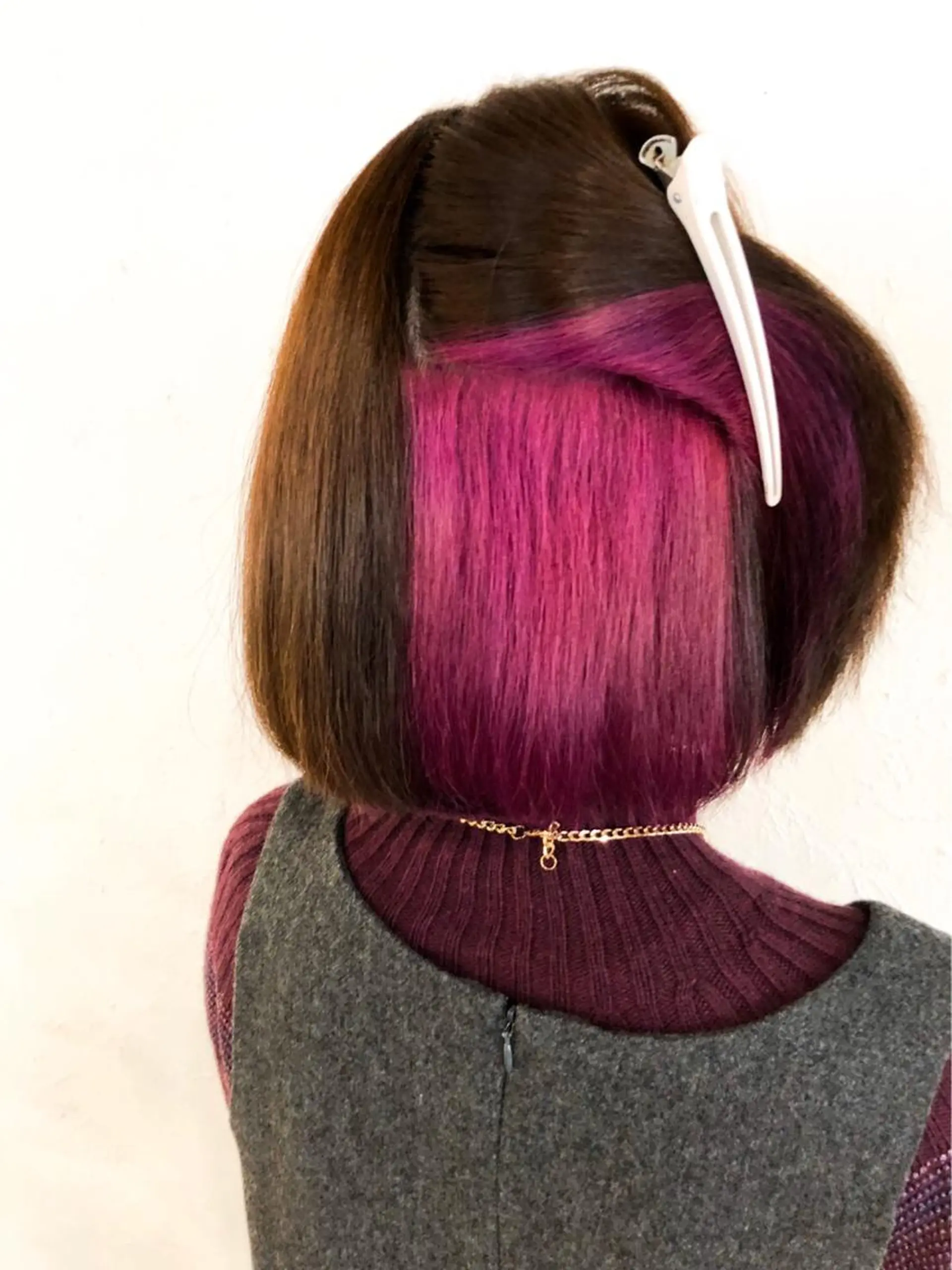 ミディアム カラー インナーカラー ピンクカラー ヘアカラー トリートメント やなせ かすみのヘアスタイル