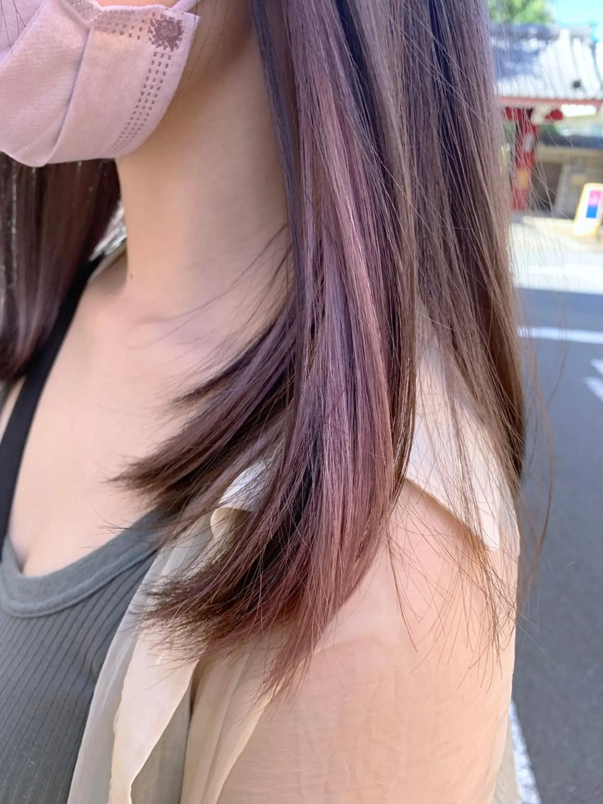 ミディアム カラー カット ヘアカラー トリートメント ぱつっとボブ/ 小野あかねのヘアスタイル