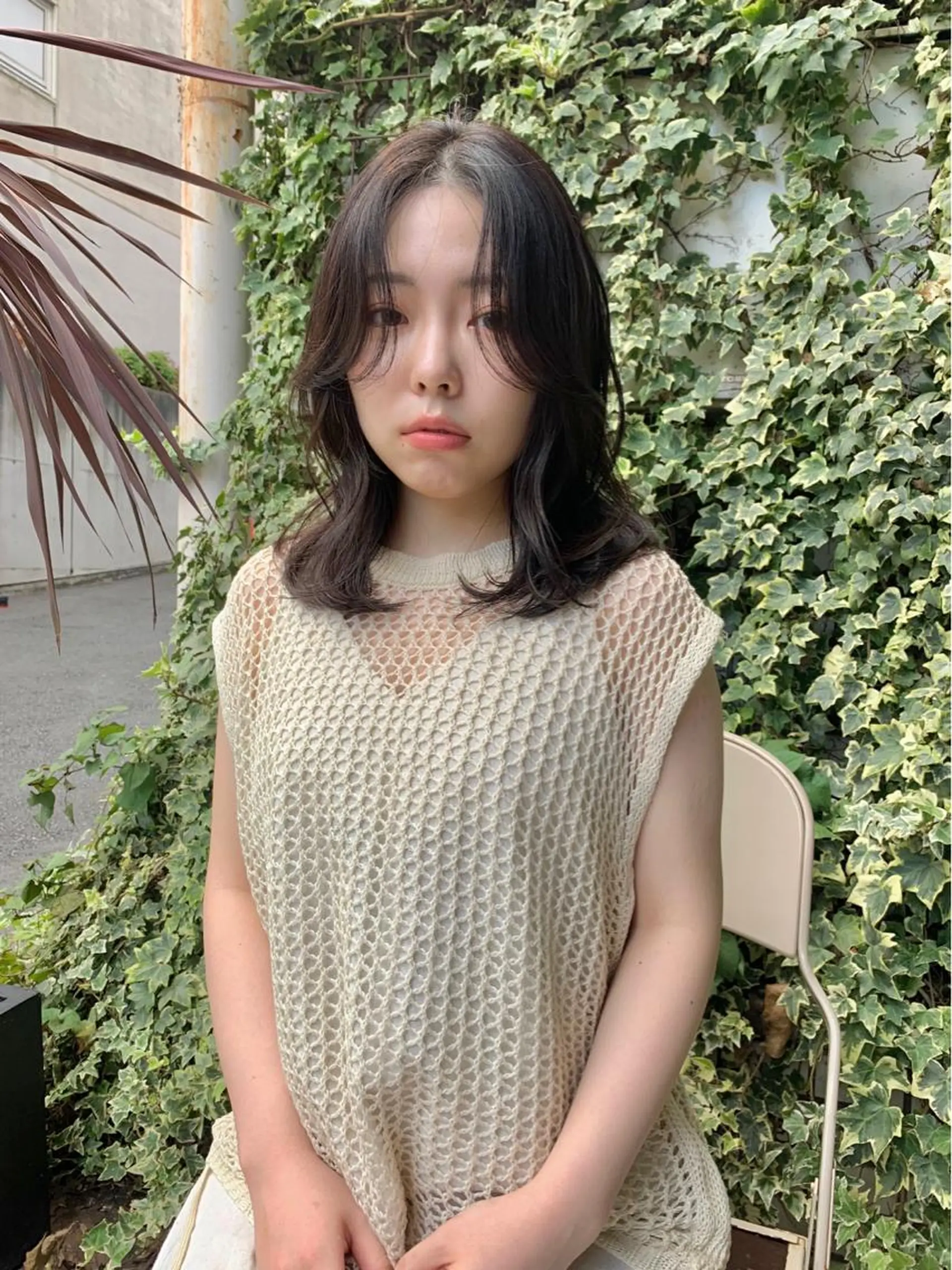 ミディアム カラー アッシュ アッシュブラウン ブラウンカラー 透明感カラー カット ヘアカラー トリートメント ヘッドスパ ヘアセット 柔らかブラウン/顔周 りレイヤー♡ユウシのヘアスタイル