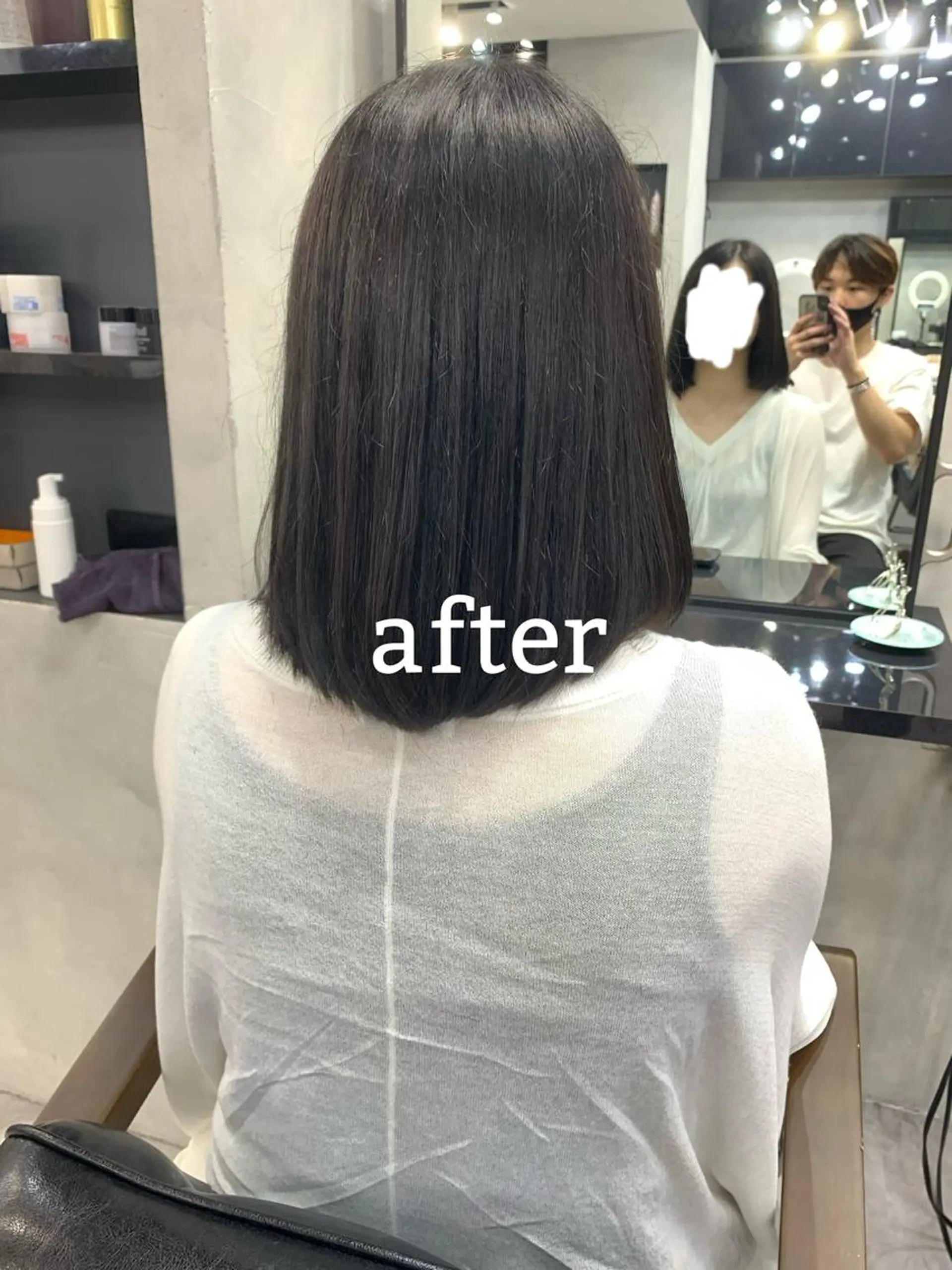 ミディアム カラー 黒髪 ブルーカラー ブルーブラック パープルカラー 新宿/韓国レイヤー 髪質改善カラー/角所のヘアスタイル