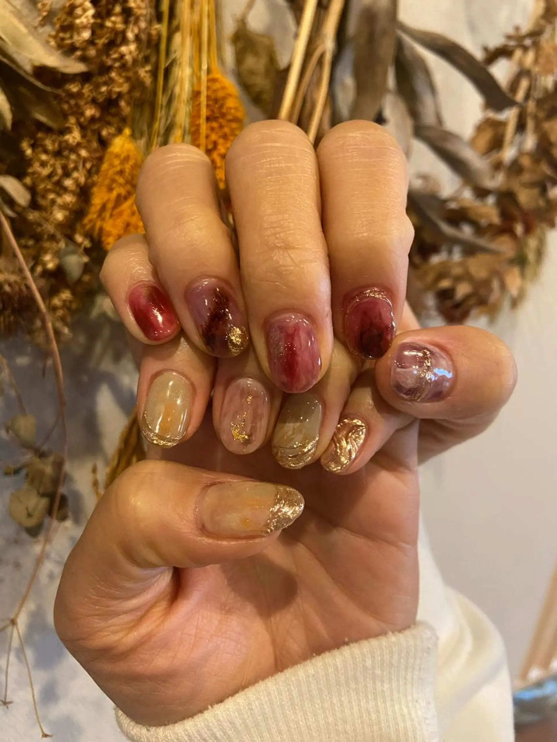 ネイル アートネイル ミラーネイル ニュアンスネイル 春ネイル . unffのネイルデザイン