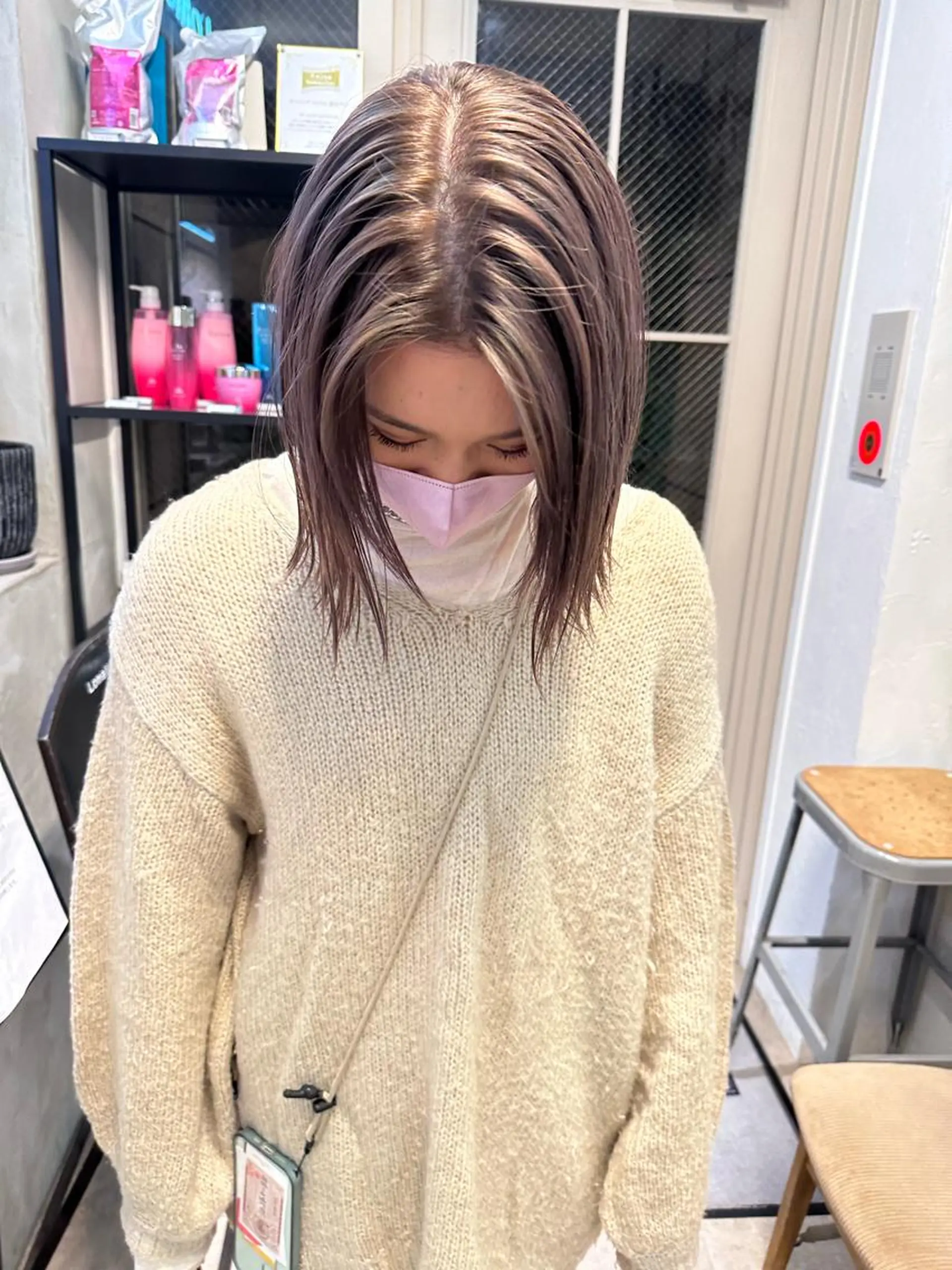 ミディアム カラー ヘアカラー トリートメント REINA☁️透明感 カラー/ぷつっと♡のヘアスタイル