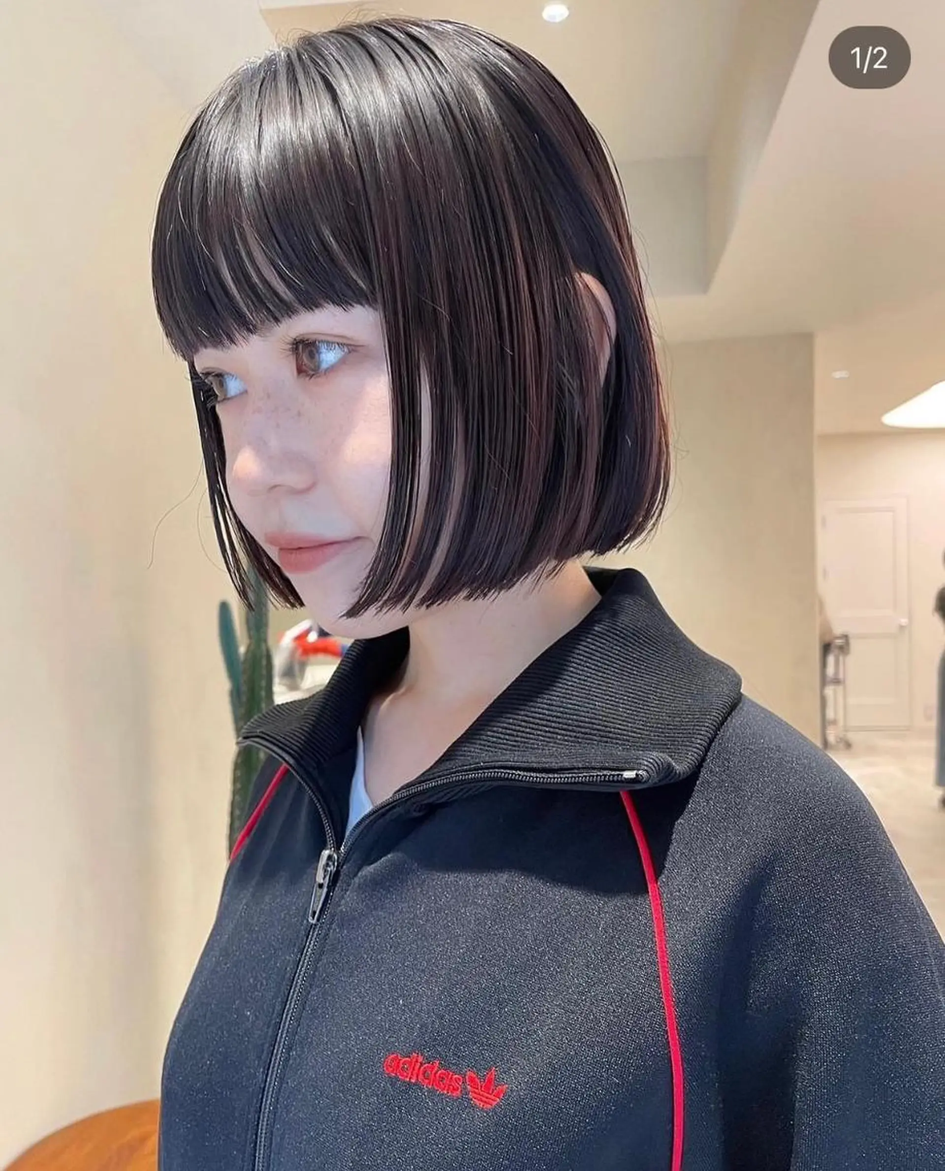 ミディアム カラー パーマ ショートボブ ミディアムパーマ アディクシーカラー ブリーチ ケアブリーチ カット ヘアカラー トリートメント CEINE OURのヘアスタイル