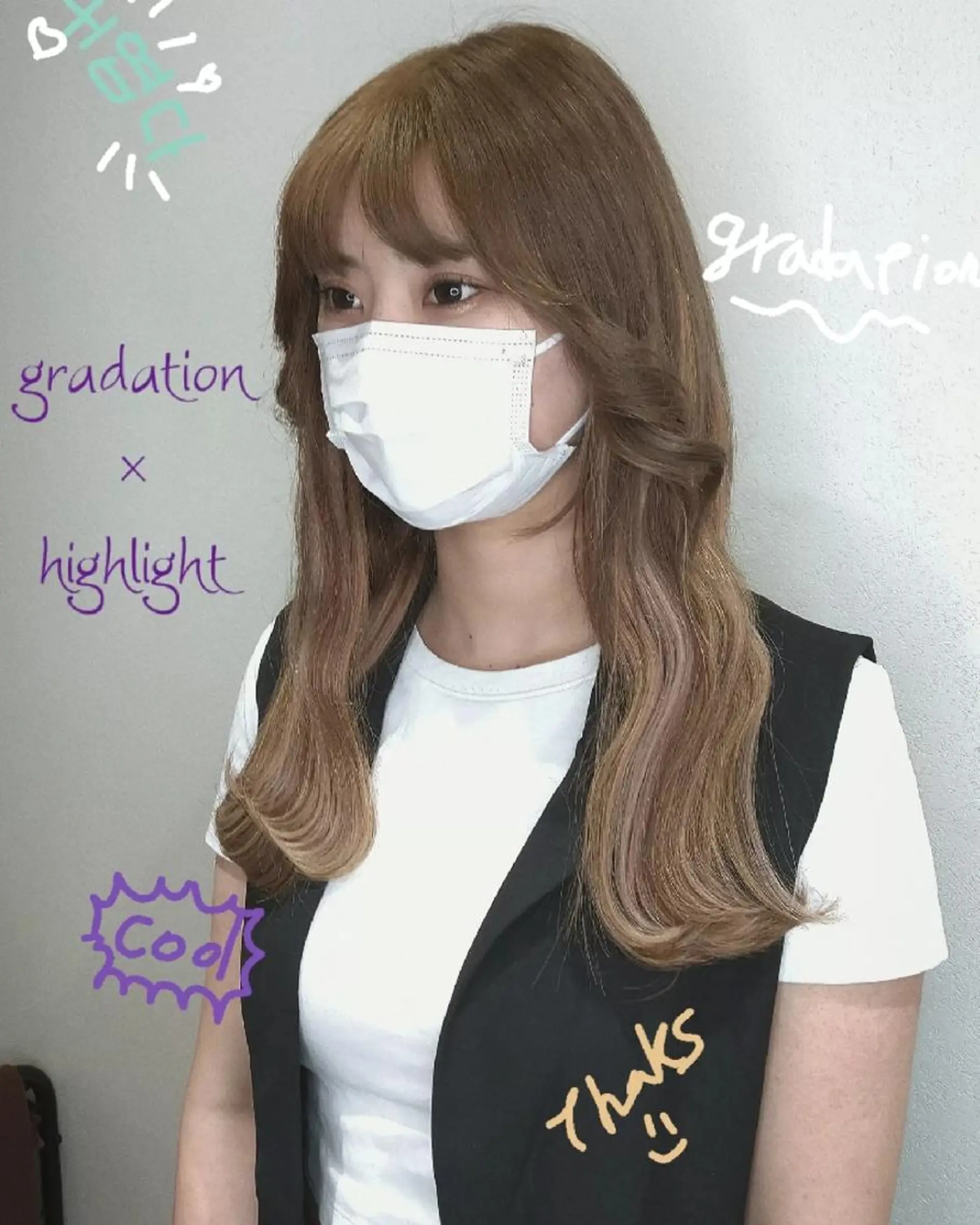 ロング ハイライト 渡辺 ののはのヘアスタイル