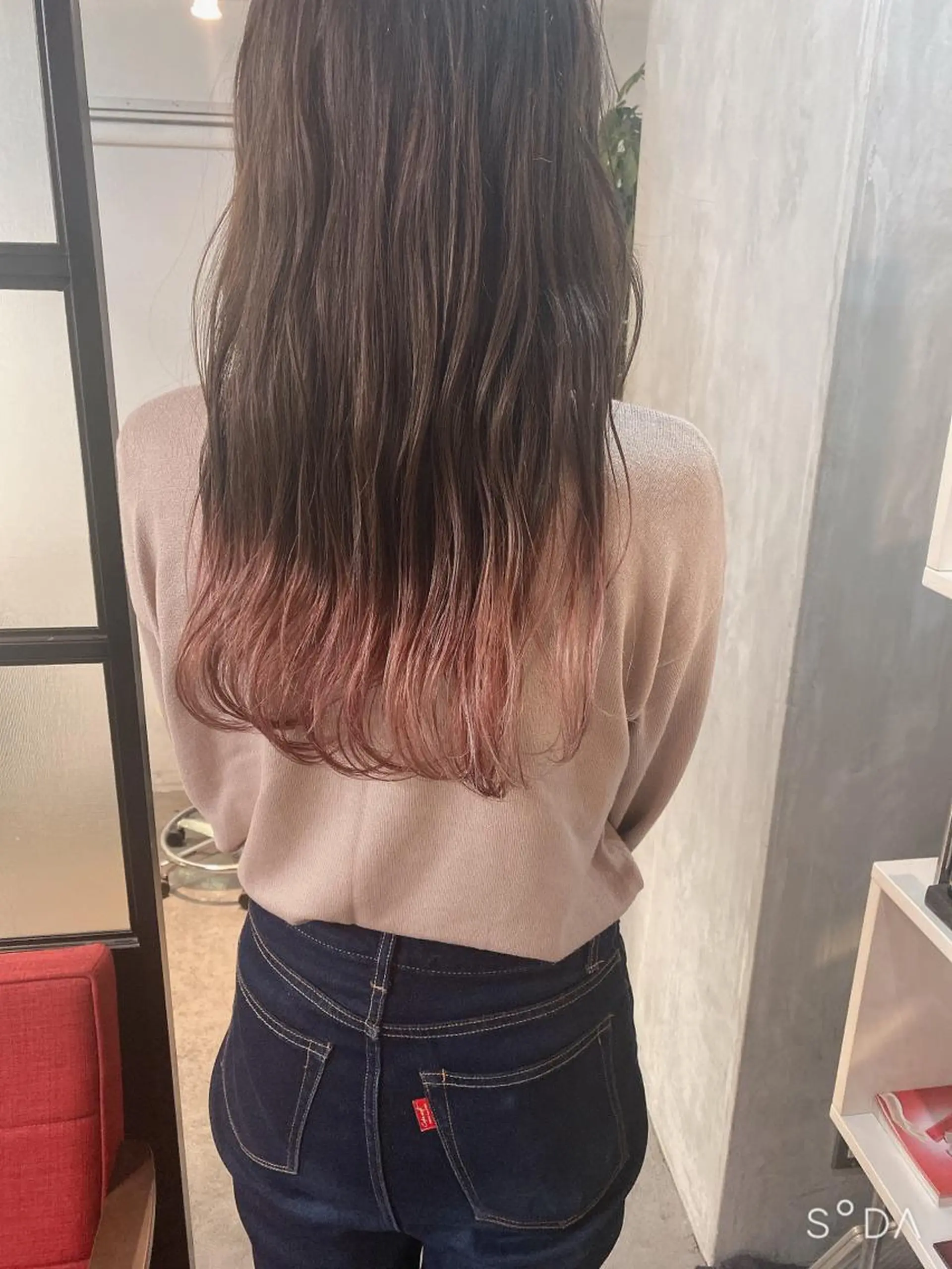 セミロング カラー ヘアアレンジ ピンクカラー stylist/蛯谷 珠里のヘアスタイル