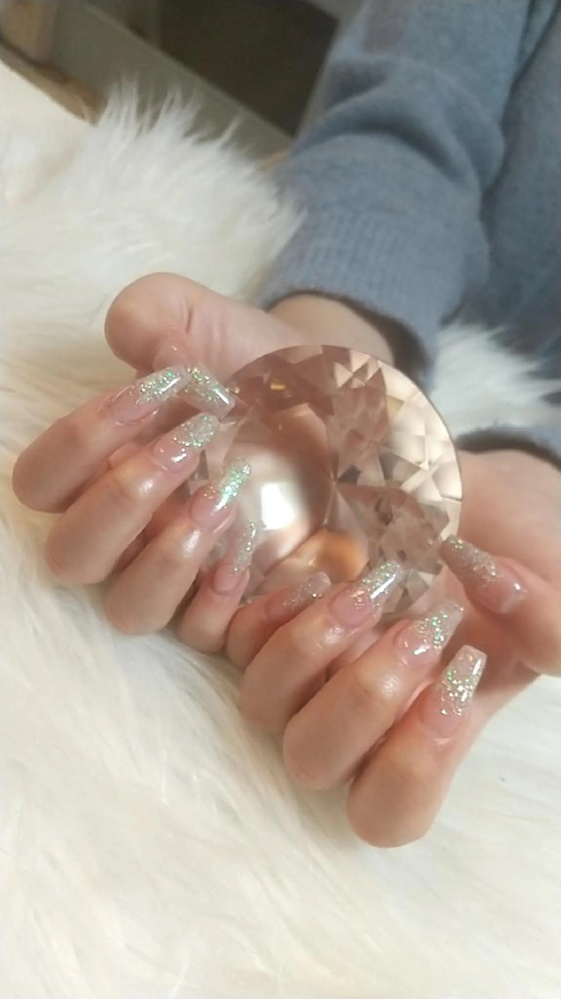 ネイル フットネイル グラデーション 韓国ネイル ラメ(グリッター) ラメグラデーション L'amour 吹田市のネイルデザイン