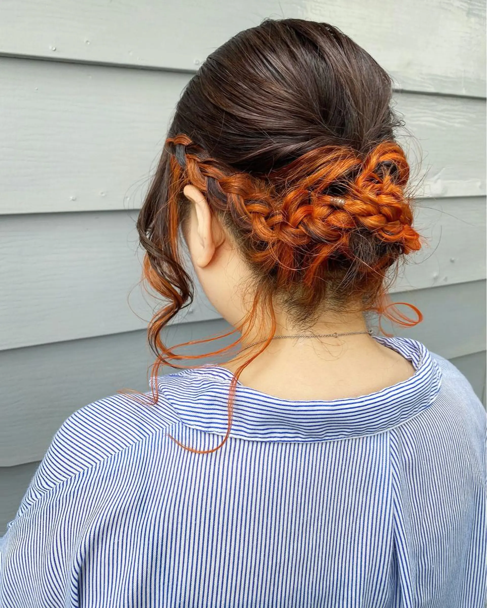 ミディアム カラー ヘアアレンジ インナーカラー オレンジ カット ヘアカラー トリートメント フラム所属・WATANABE MISAKIのヘアスタイル