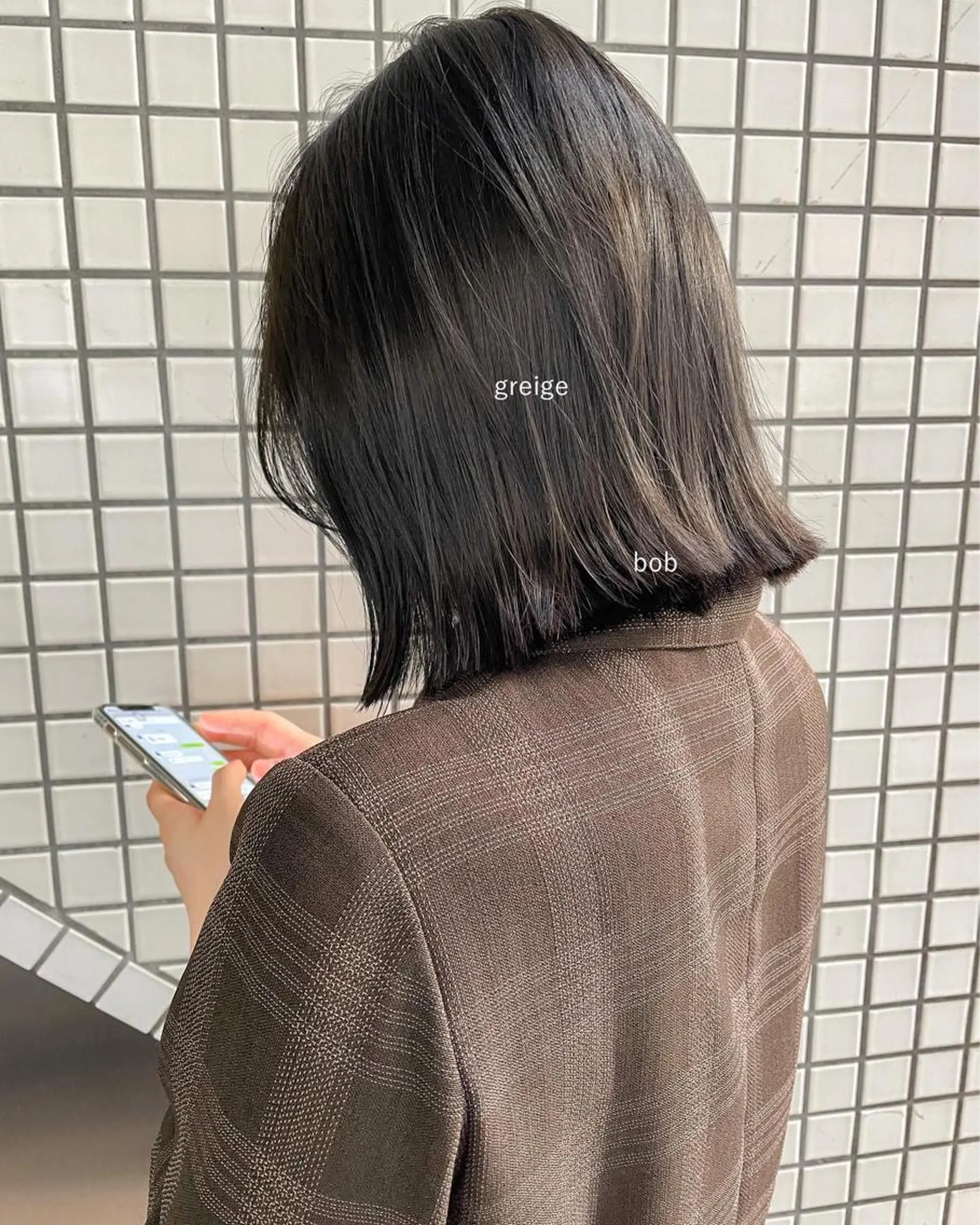 ミディアム カラー 透明感カラー グレージュ ボブ ブリーチ/miinaのヘアスタイル
