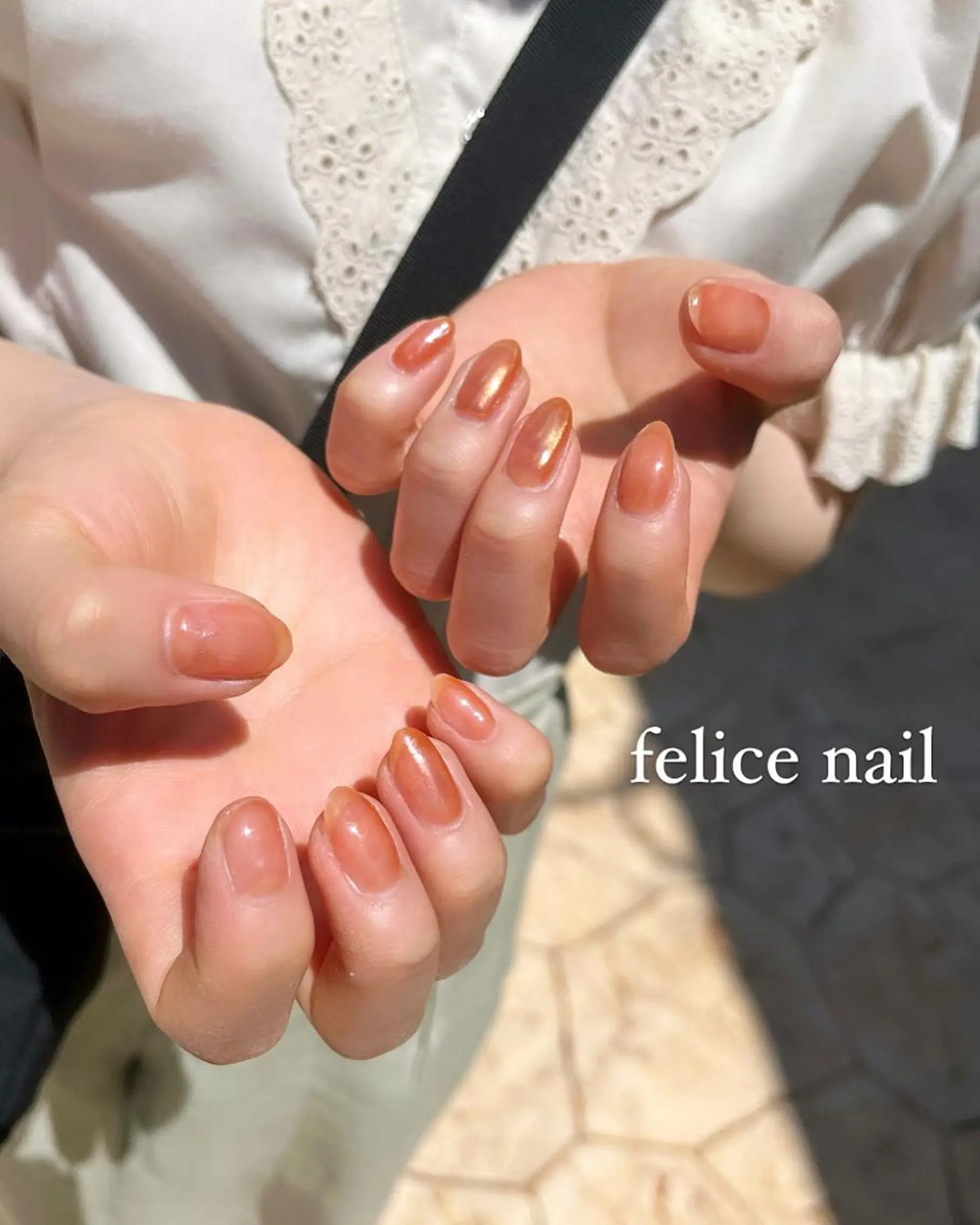 ネイル オーロラネイル ワンカラーネイル オレンジ felice nailのネイルデザイン