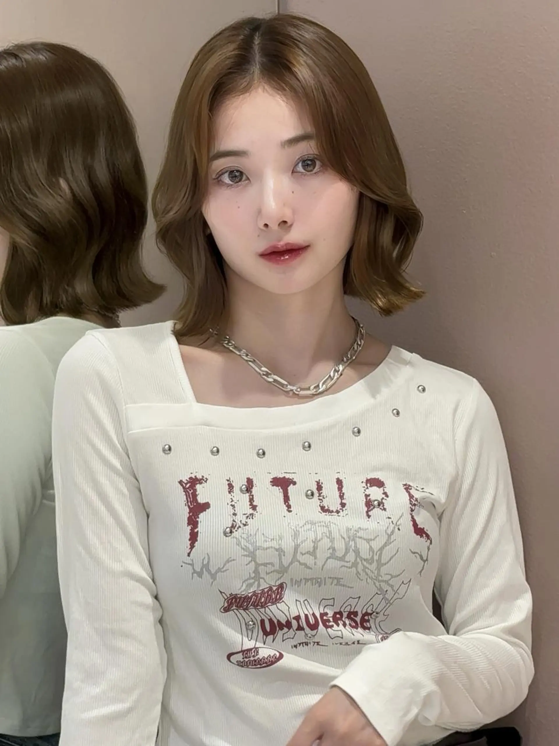 ミディアム カット 縮毛矯正 トリートメント ロンドガーネット /髪質改善/レイヤーのヘアスタイル