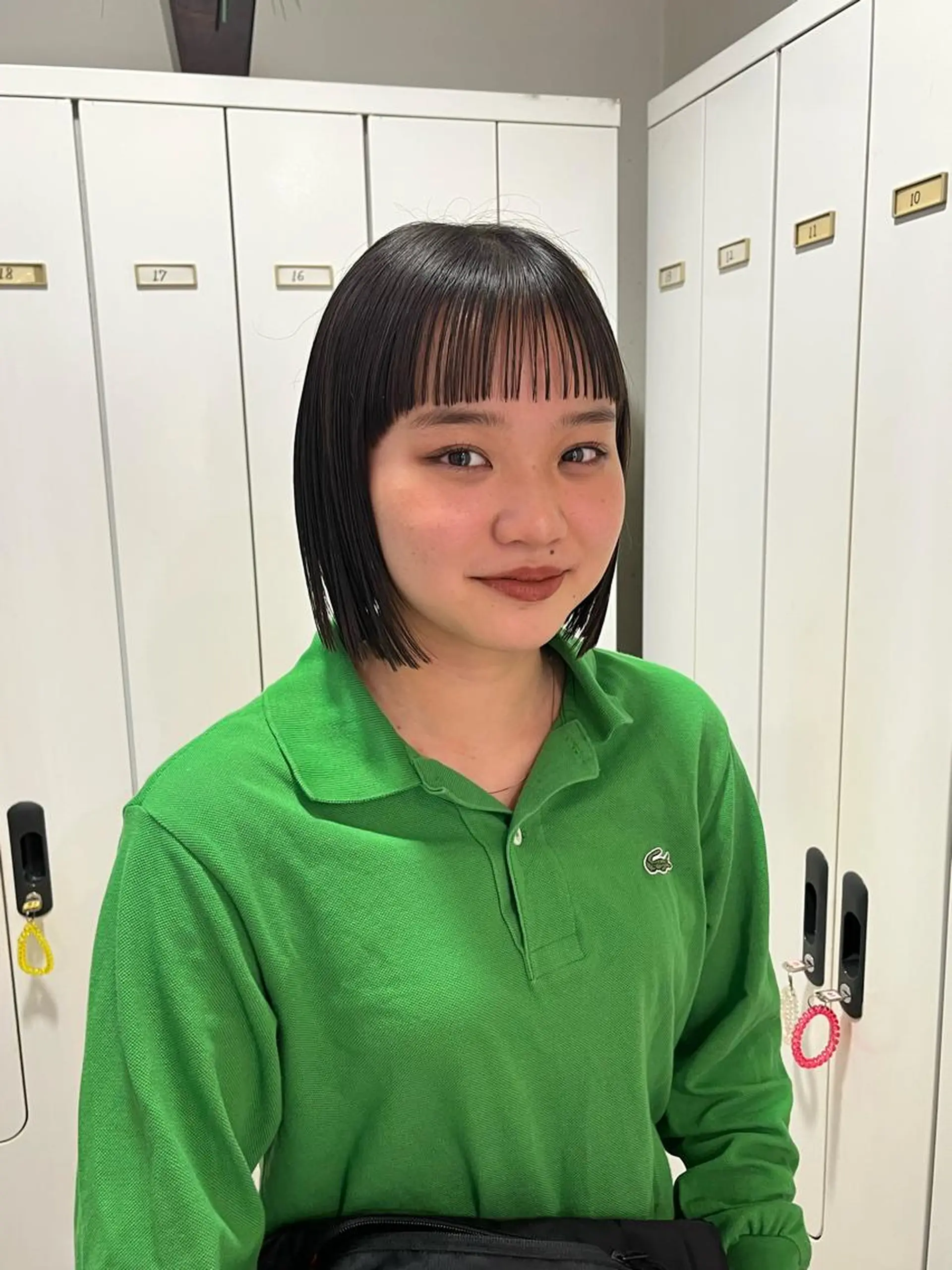 ショート ボブ オン眉 カット トリートメント ぷつっとボブ/ちゅる ピンク/mika☆のヘアスタイル