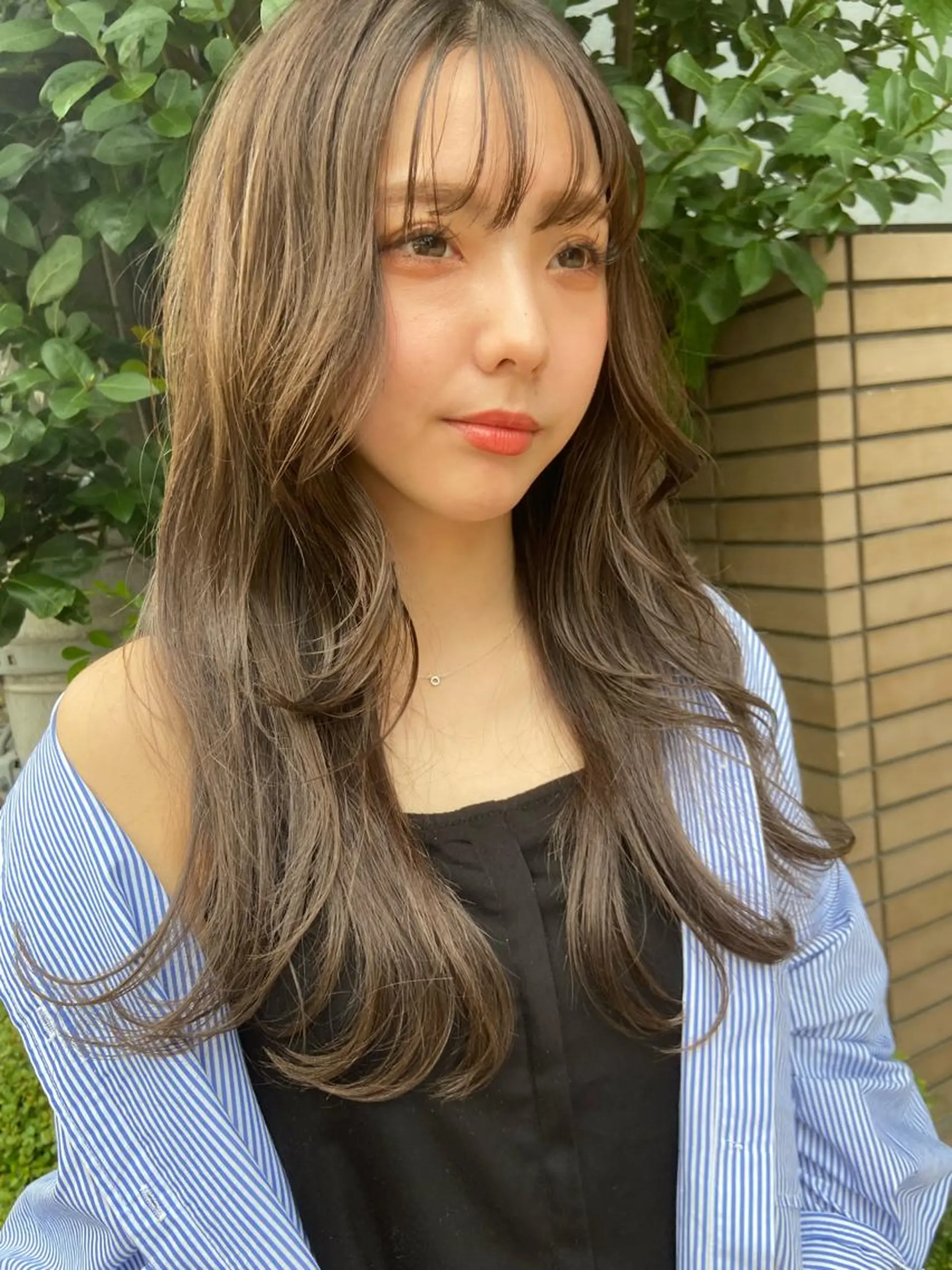 ロング カラー ブリーチ グレージュ ハイライトカラー ハイトーンカラー オレンジ ヘアカラー トリートメント 松尾太樹 【pia】福岡美容室のヘアスタイル