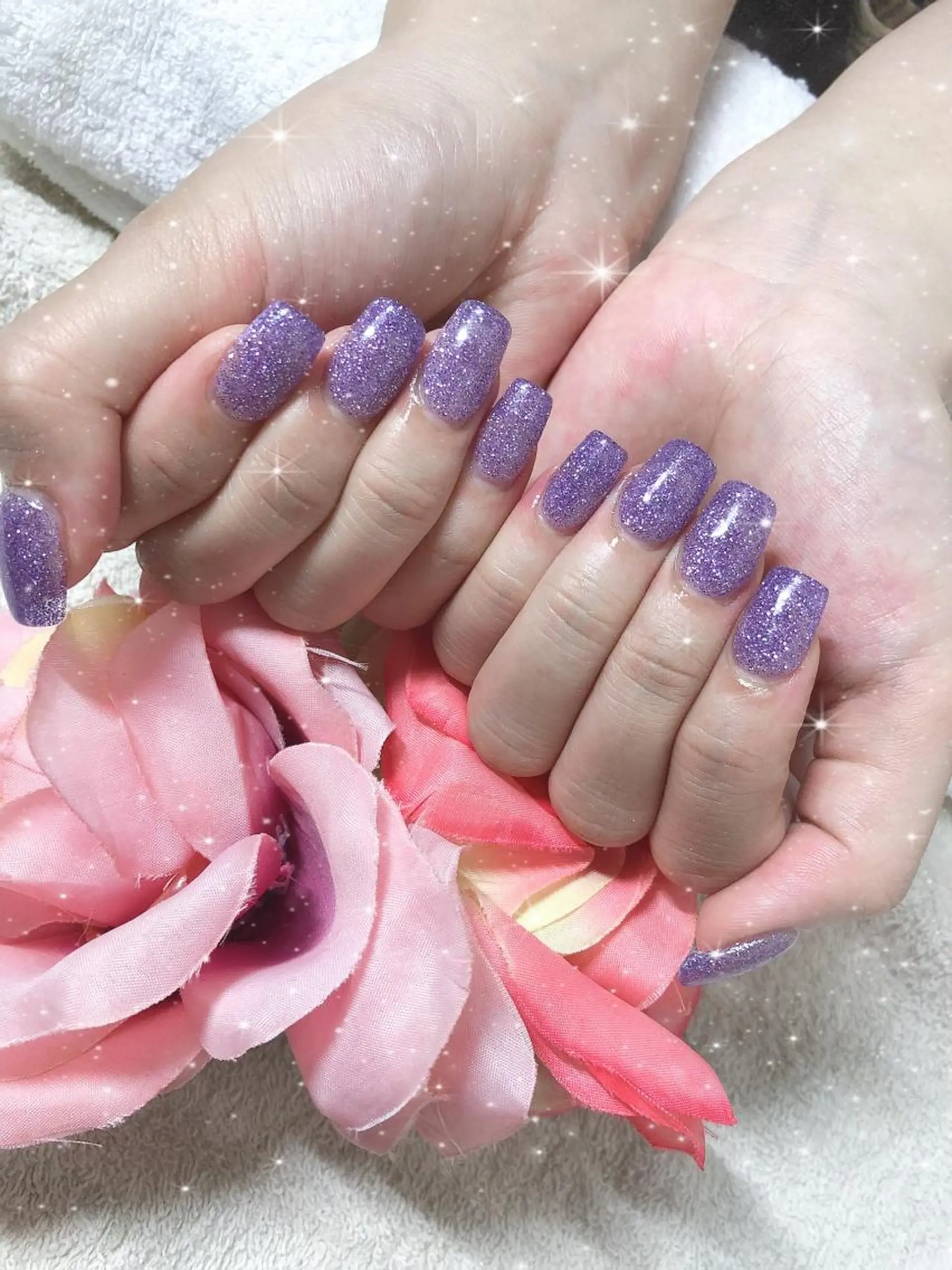 ショート ネイル グラデーション ラメ(グリッター) ラメグラデーション ワンカラーネイル ハンドネイル 《LB》ラブリエ Nail&eyeのマツエク・マツパデザイン