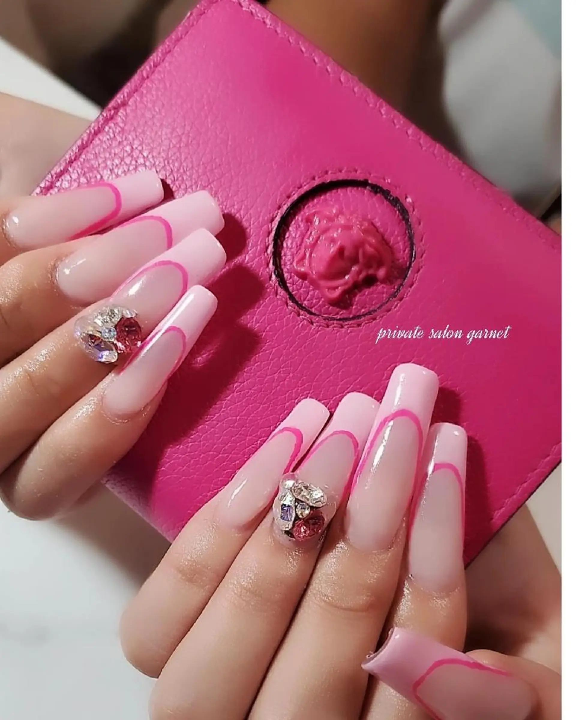 ネイル フレンチネイル ピンク ハンドネイル Garnet nailのネイルデザイン
