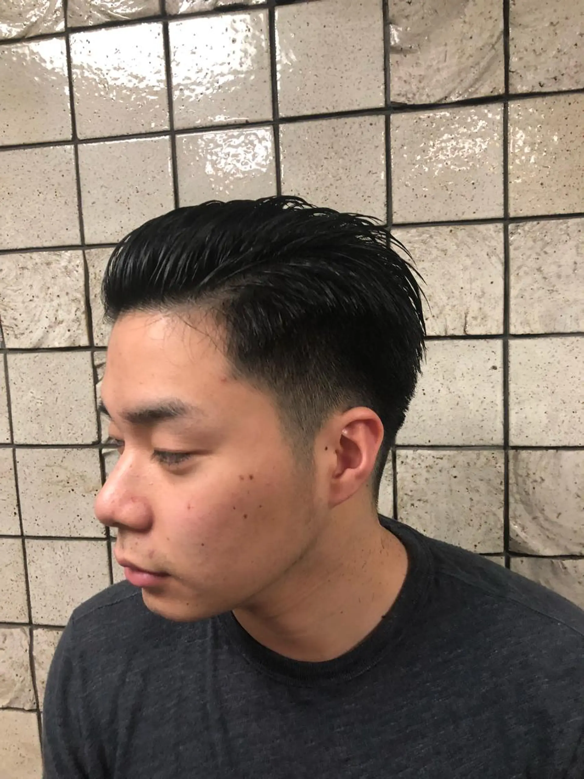 ショート パーマ メンズ オールバック フェードカット 刈り上げ 【店長】福田 健人のヘアスタイル