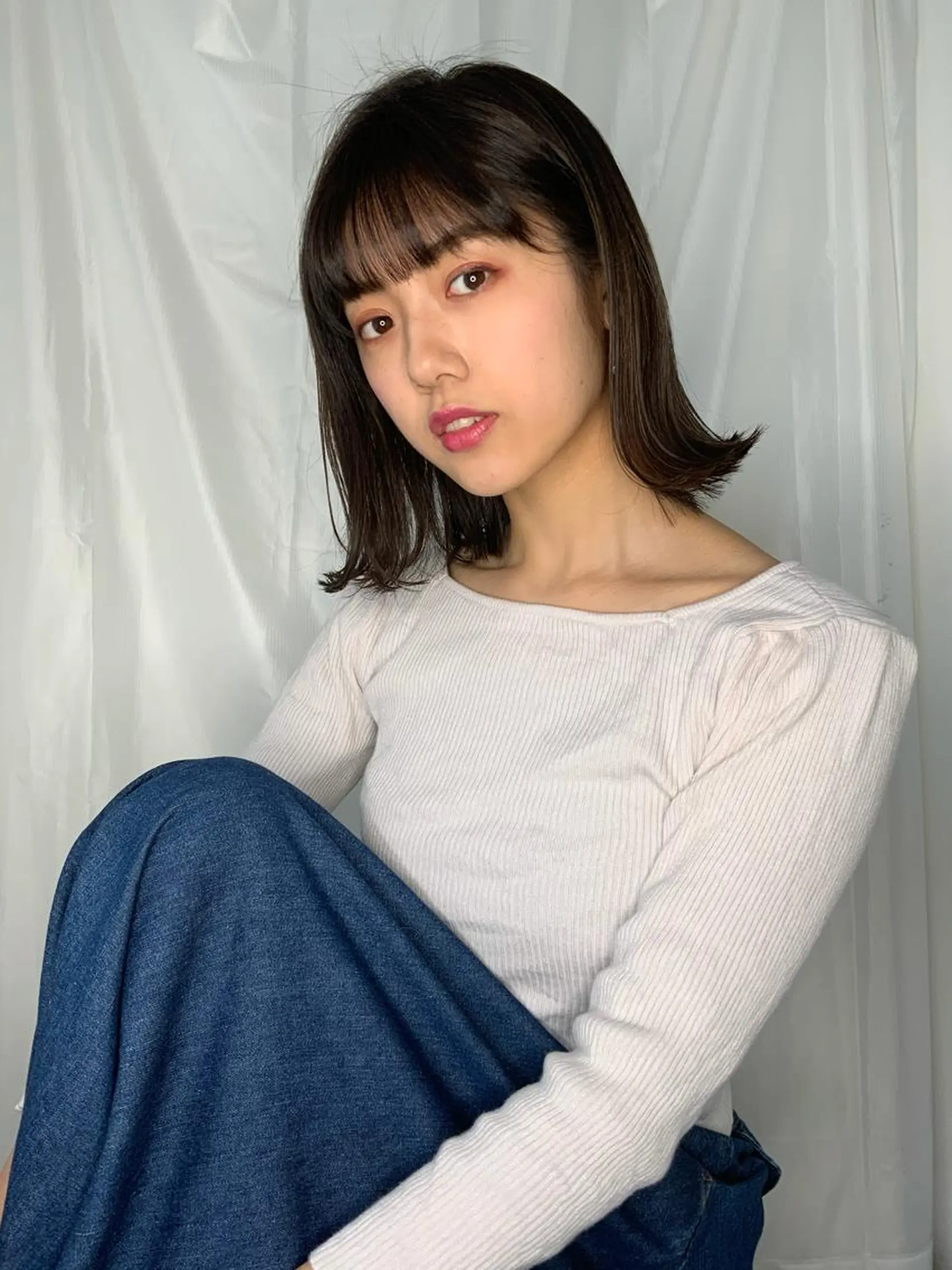 ミディアム カラー 中村 玲のヘアスタイル