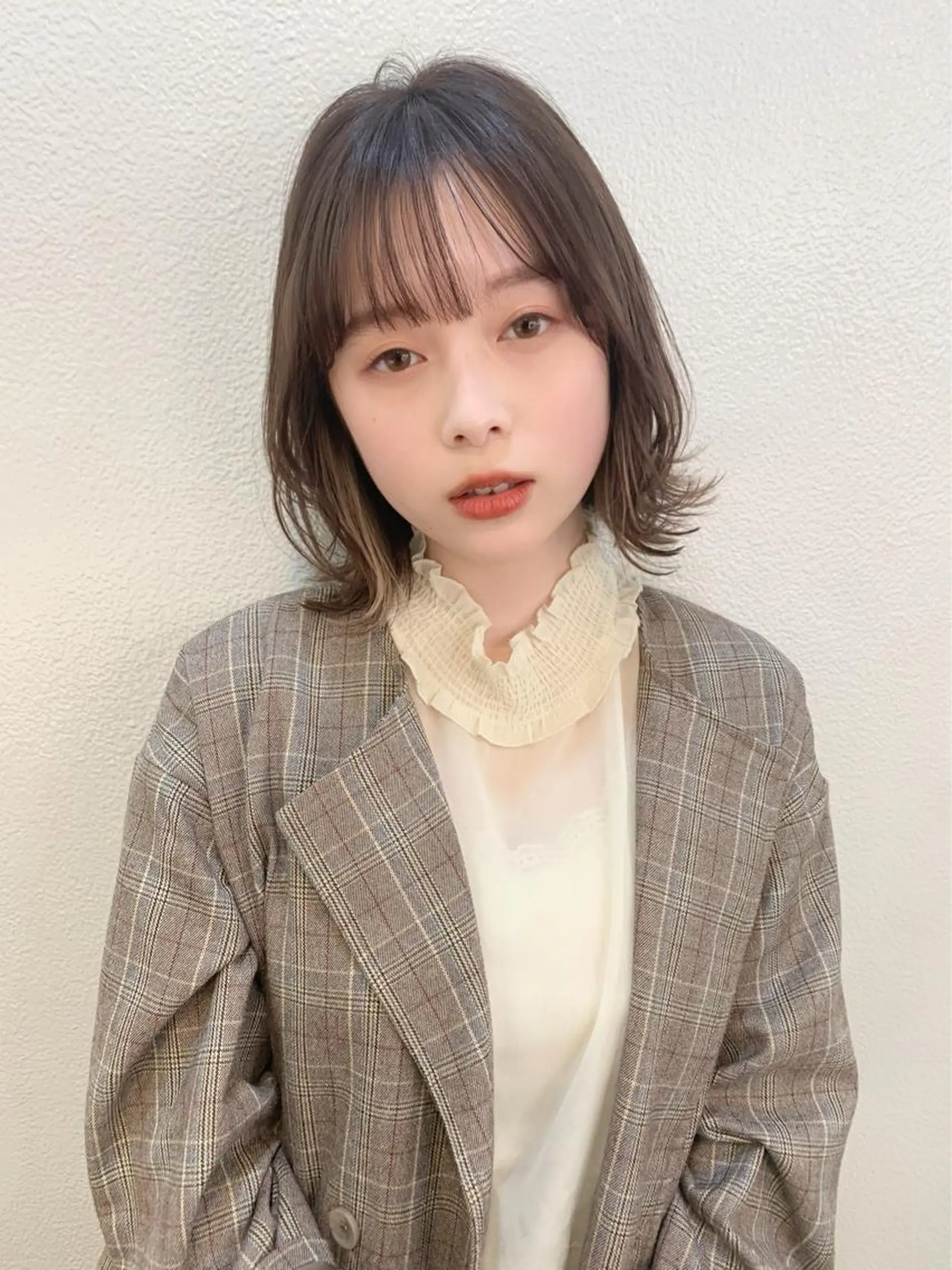 ミディアム カラー イヤリングカラー ボブ くびれヘア 髪質改善カラー☆ ヘアアレンジmiyuのヘアスタイル