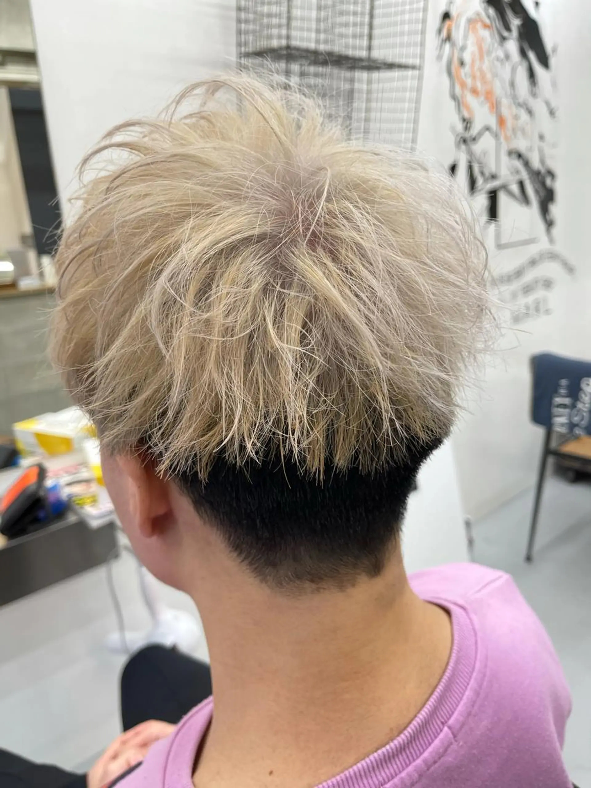 カラー メンズ メンズブリーチ ブリーチ カット ヘアカラー 森本裕/オーナー/ スパイラルパーマのヘアスタイル