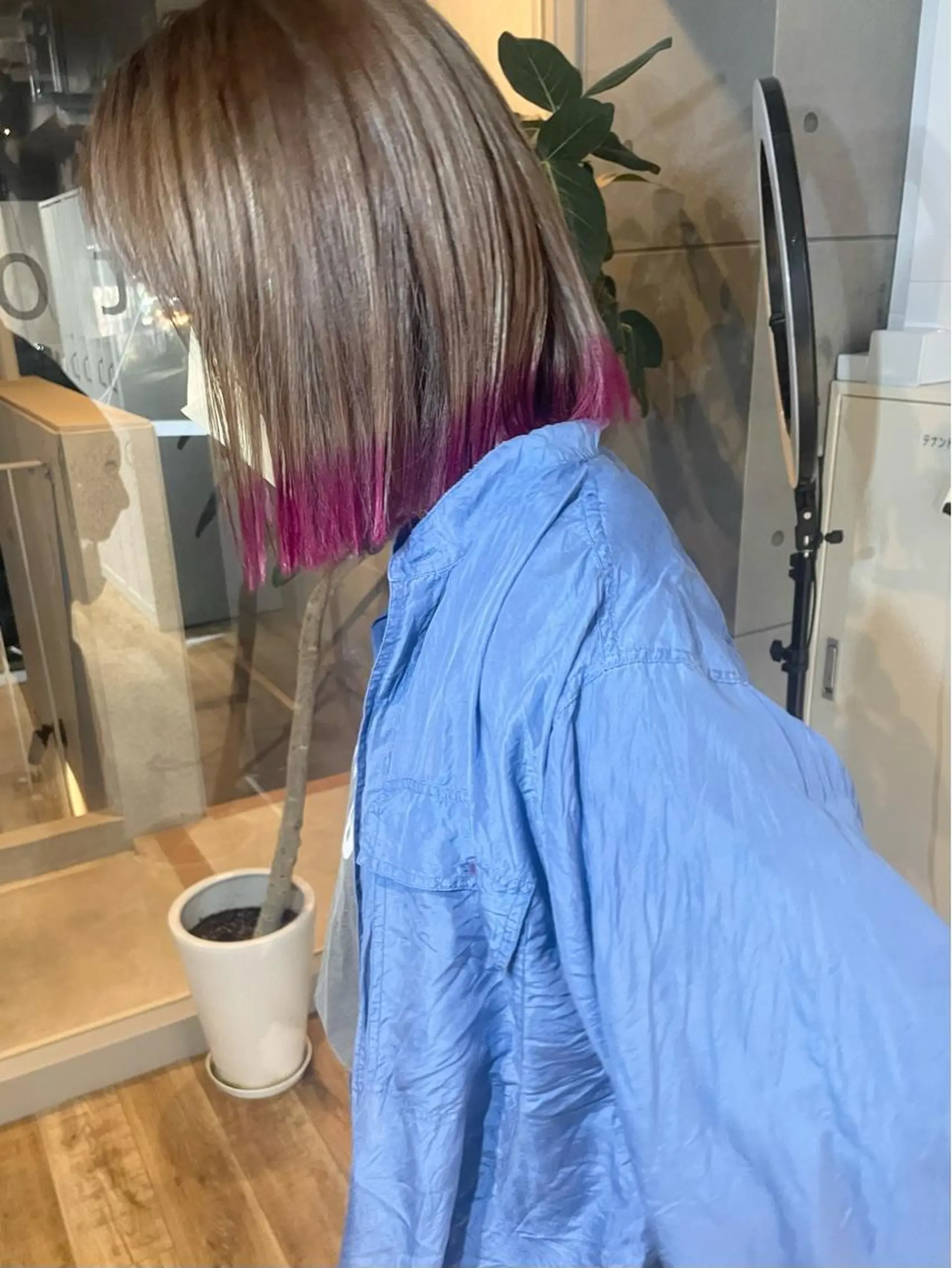 ミディアム カラー 切りっぱなしボブ グラデーションカラー グレージュ パープルカラー ボブ ヘアカラー 高円寺 🎨manami🎨のヘアスタイル