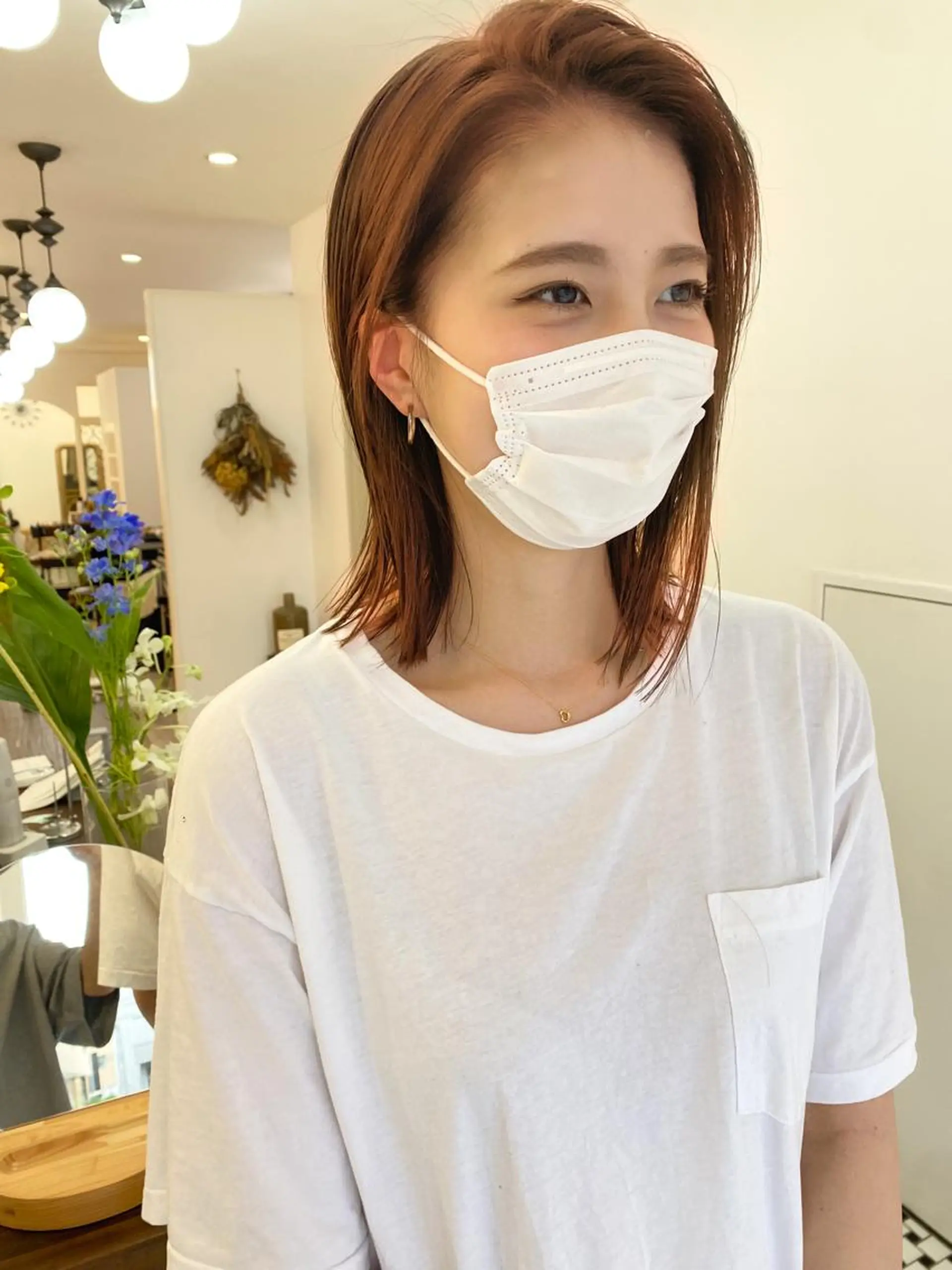 ミディアム カラー 顔周りレイヤー/韓国 ブリーチminamiのヘアスタイル