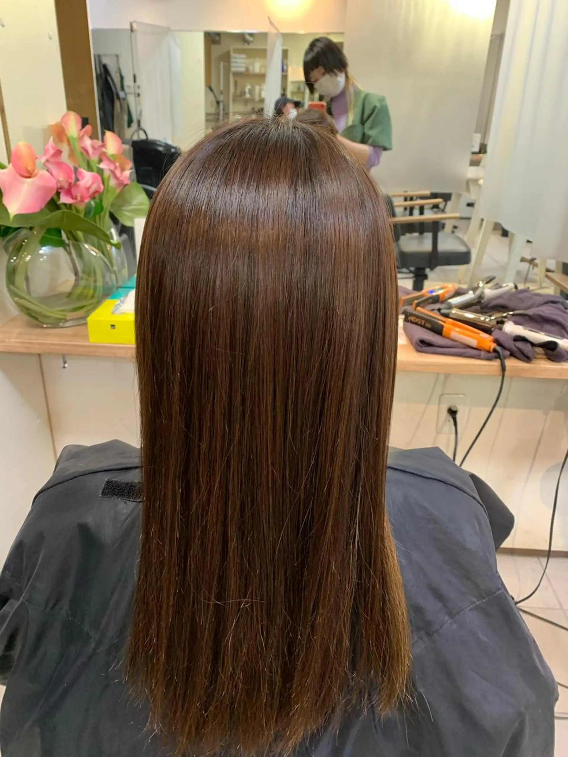 セミロング 髪質改善 カット 縮毛矯正 トリートメント 髪質改善ストレート/ ブリーチ／渋谷　福田のヘアスタイル
