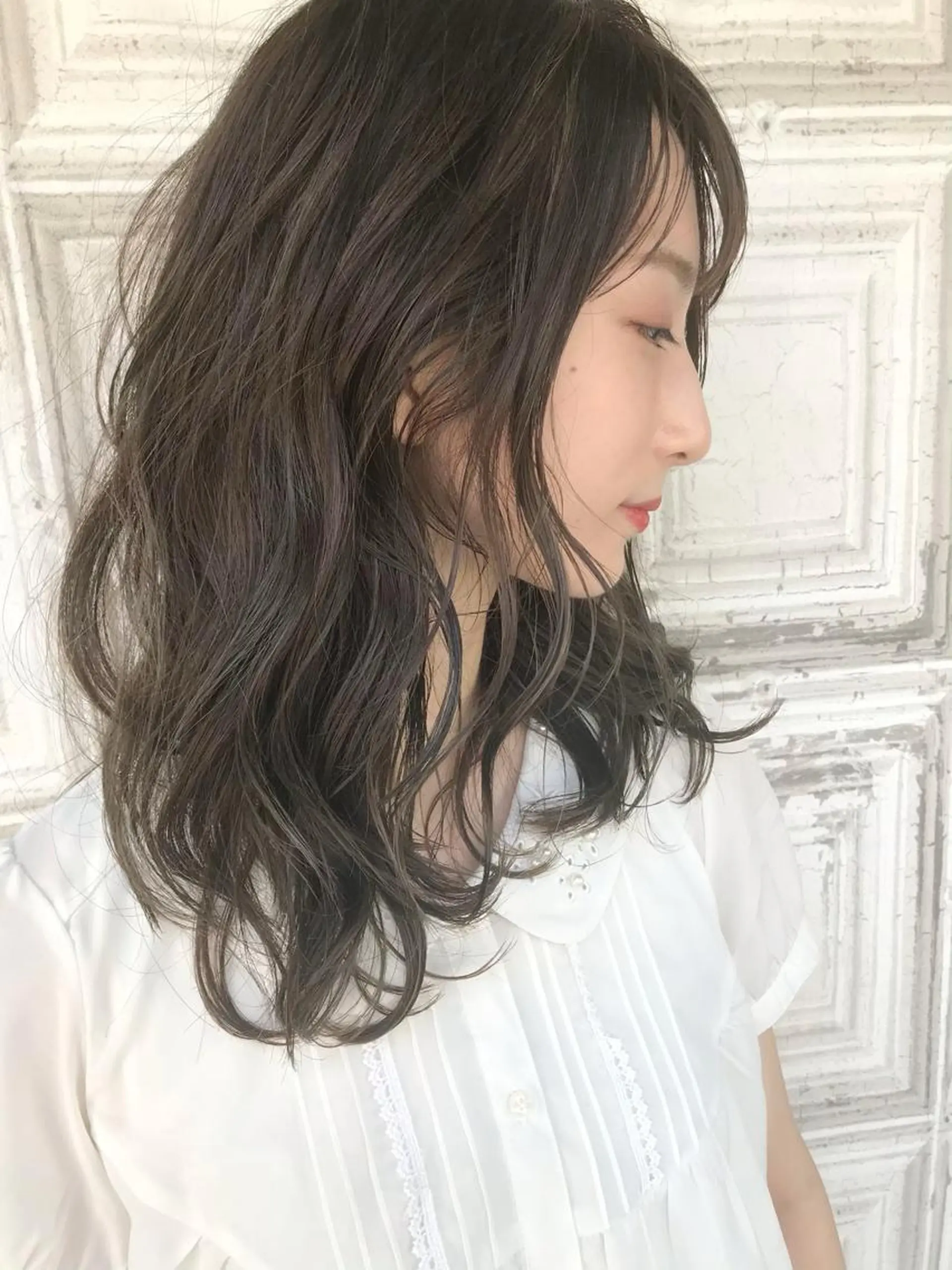 ロング カラー ロングレイヤー 透明感カラー グレージュ カーキグレージュ レイヤーカット カット ヘアカラー 日比 貴大/ minim hairのヘアスタイル