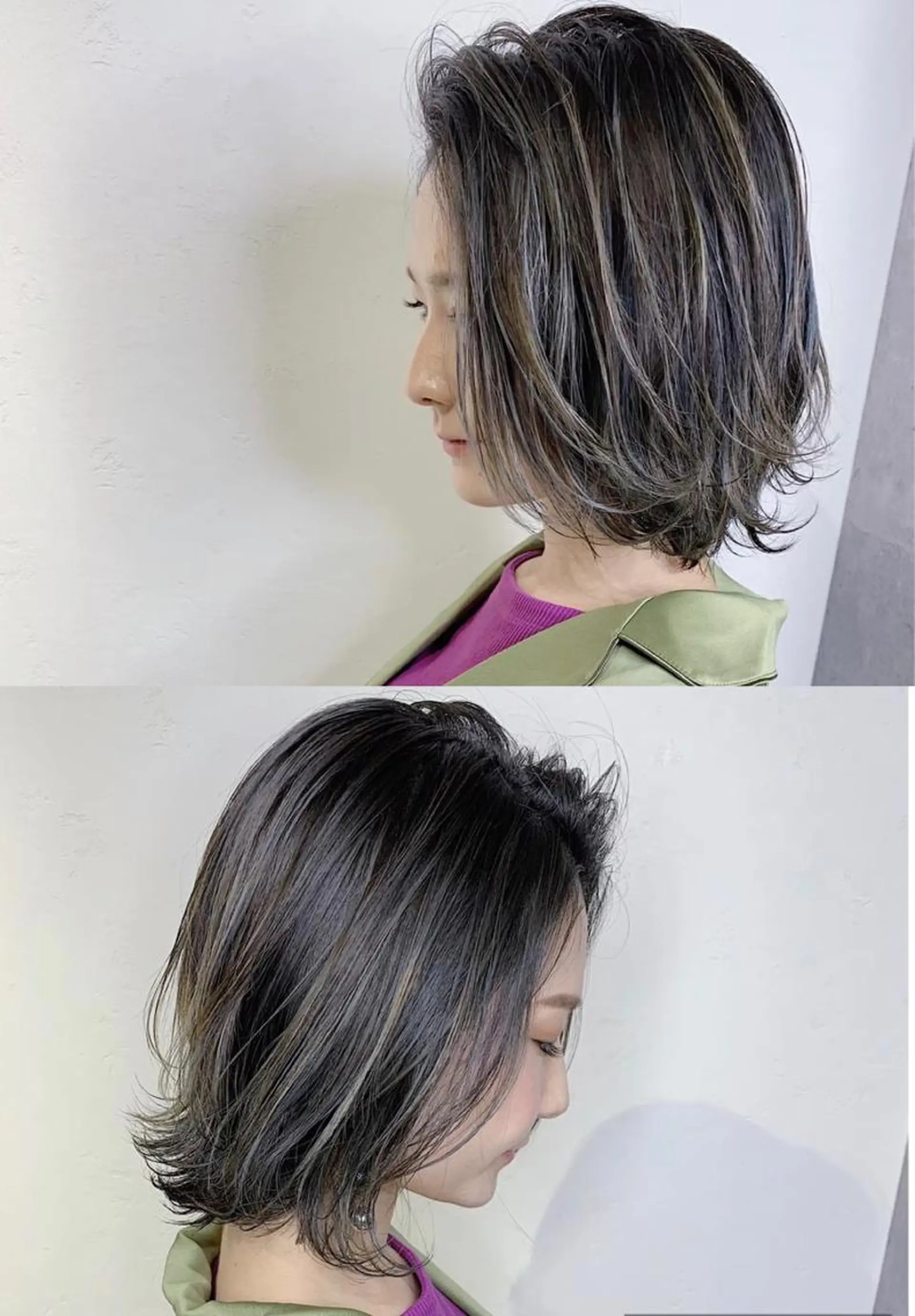 セミロング カラー _WHITE 高槻のヘアスタイル