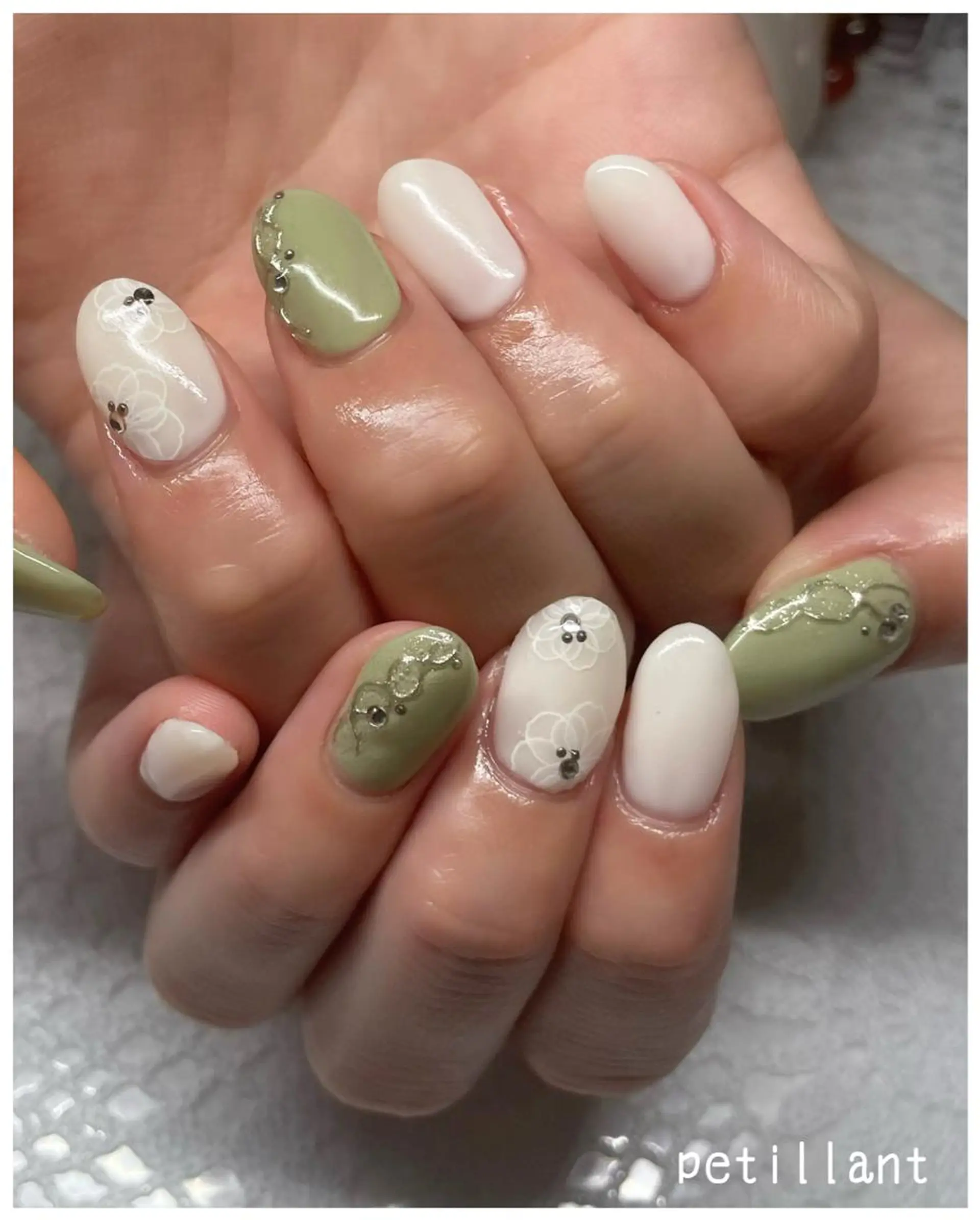 ネイル アートネイル グリーン petillant所属・nail salon petillantのネイルデザイン