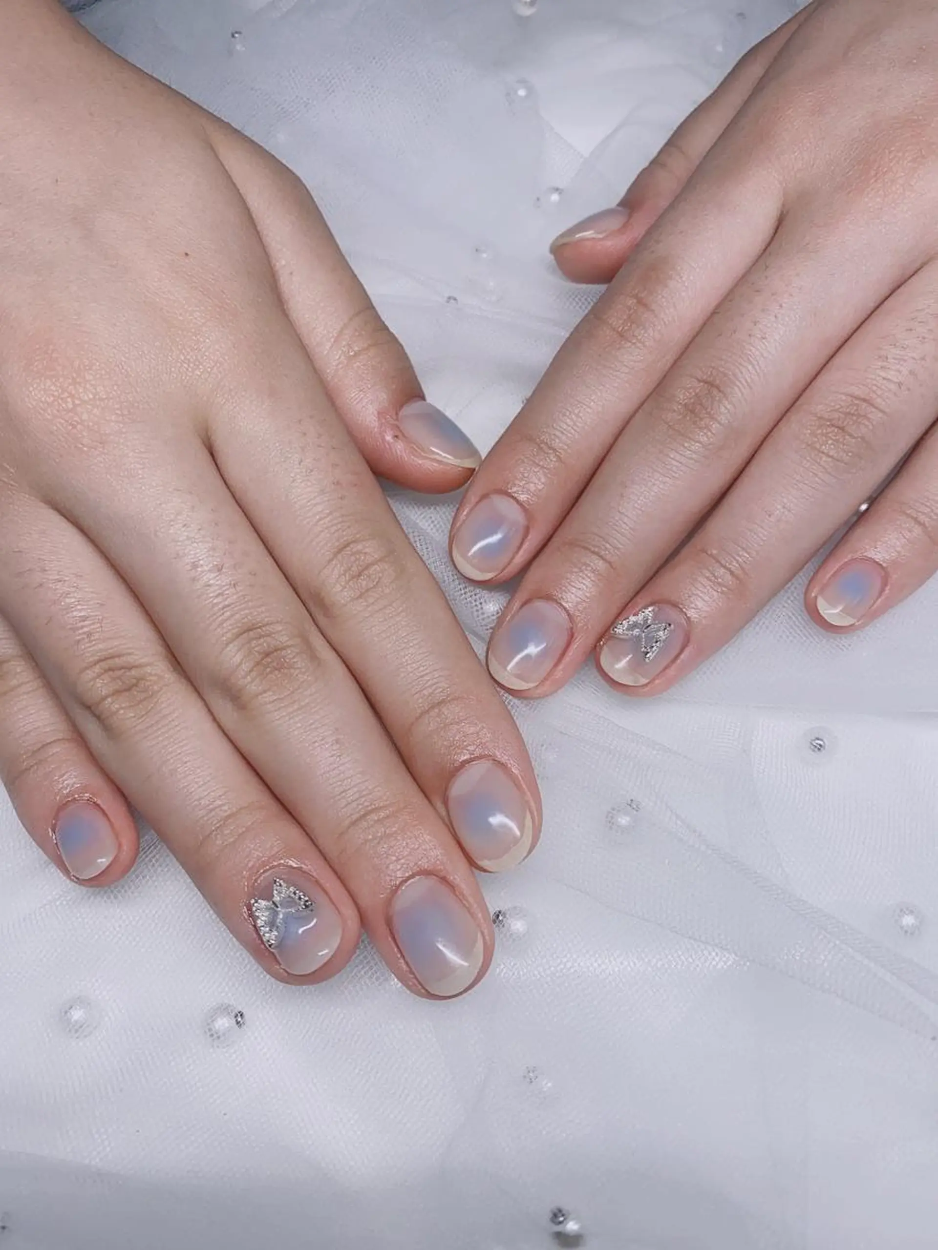 ネイル チークネイル 水色 Jasmine nailsalon所属・ジャスミン ネイルサロンのネイルデザイン