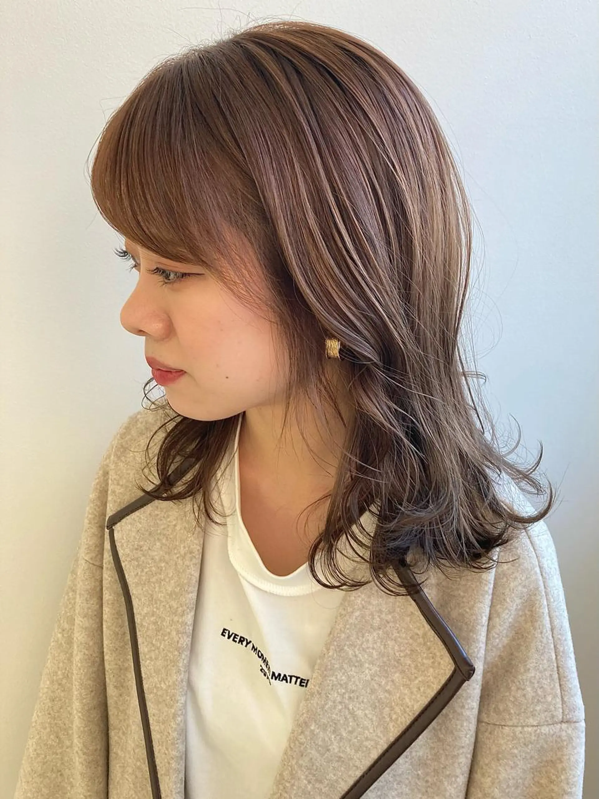 セミロング カラー ベージュカラー nono/パーマ /顔まわりカット🐈のヘアスタイル