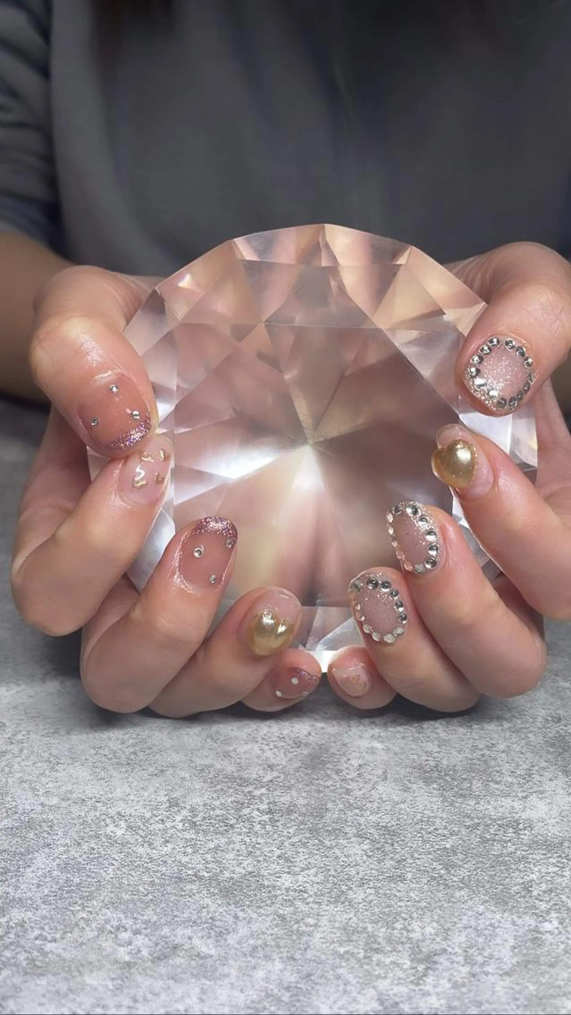 ネイル ハート ミラーネイル ハンドネイル shark_nail Aのネイルデザイン