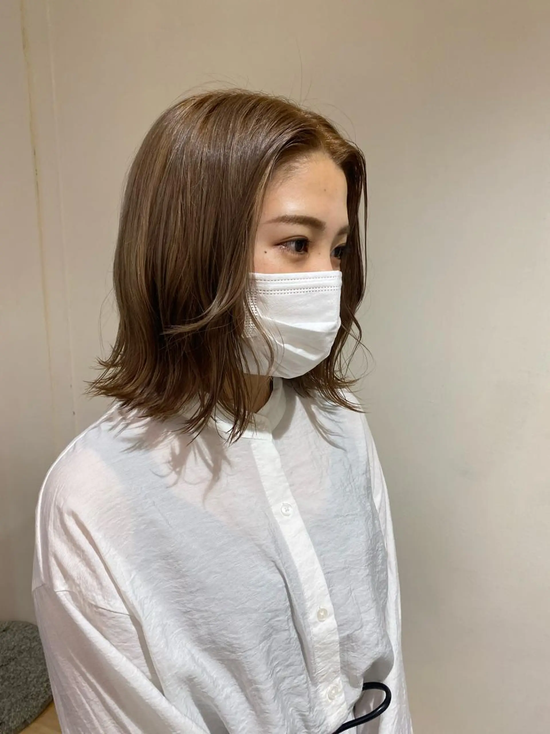 ミディアム カラー ヘアアレンジ グレージュ ミルクティーグレージュ ヘアカラー ボブ /ニュアンス/ satomi🧸💖のヘアスタイル