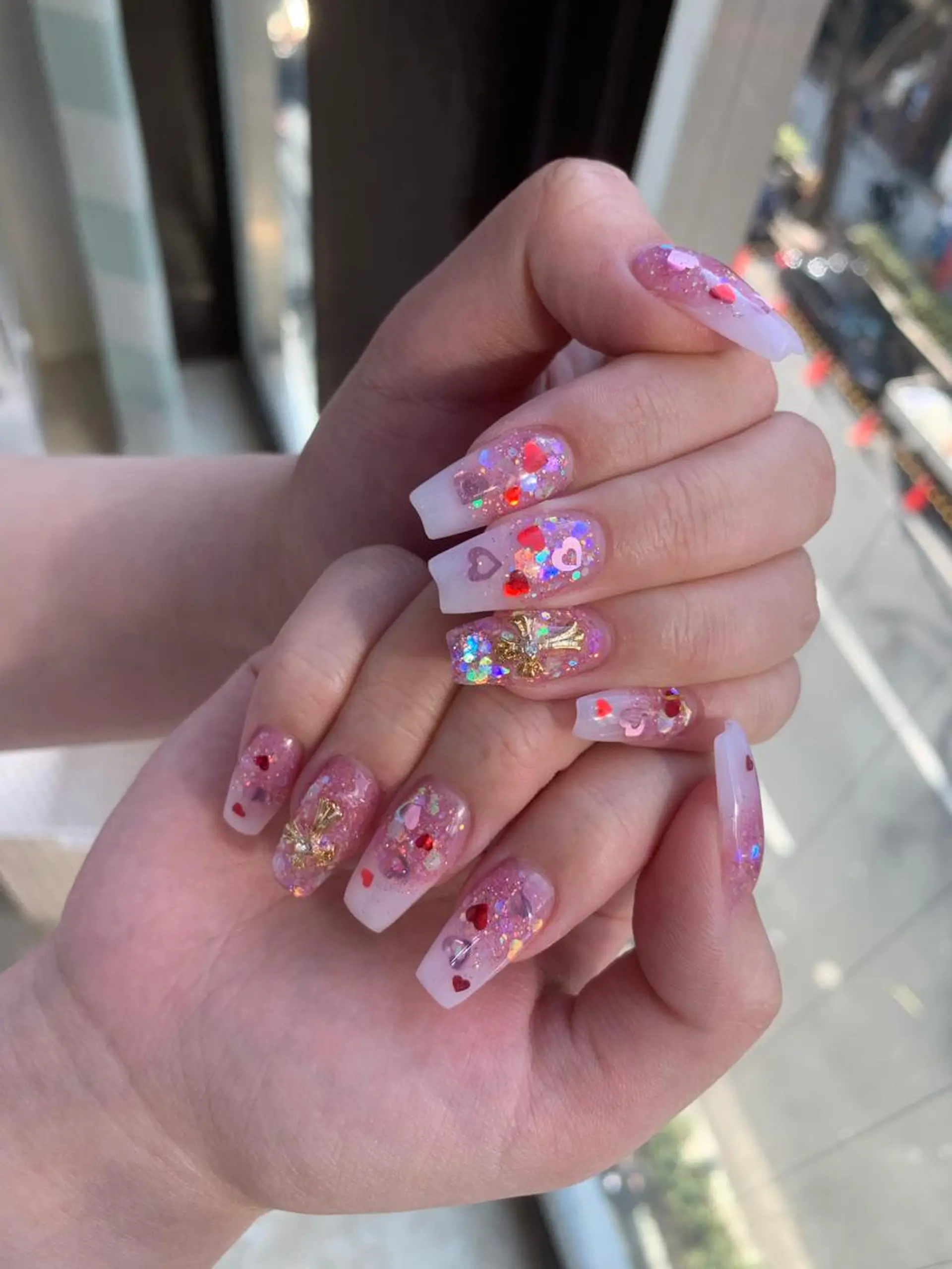 ネイル ハート ホログラムネイル スカルプネイル B3  ネイルシェアサロン所属・Haru Nailのネイルデザイン