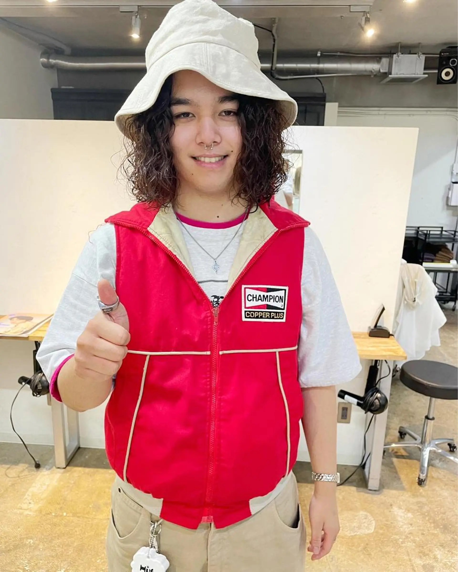 ミディアム パーマ メンズ 丸山渉/パーマ エフェクトブリーチのヘアスタイル