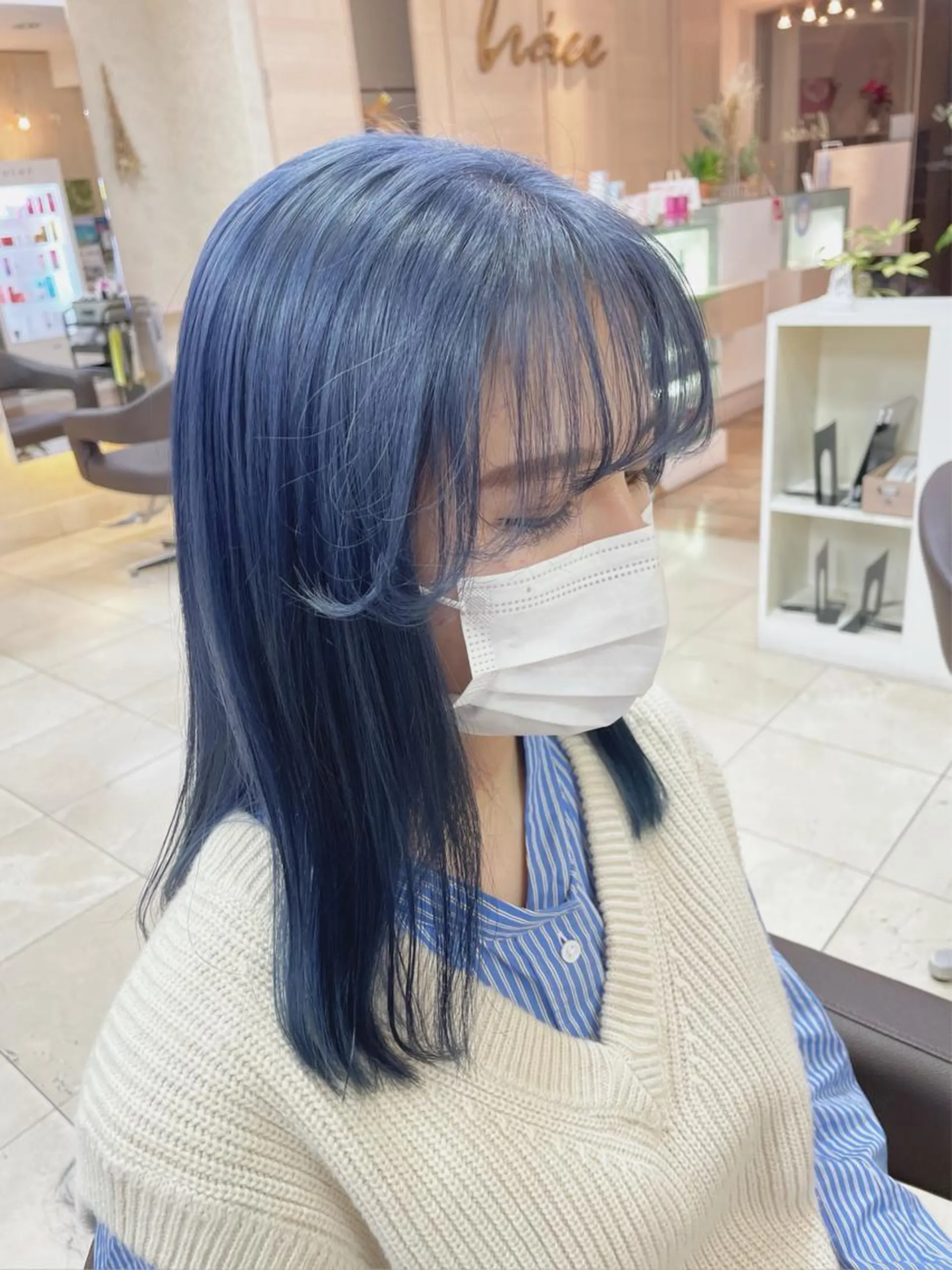 セミロング 韓国風ヘア シースルーバング N＋所属・前田 菜奈子のヘアスタイル