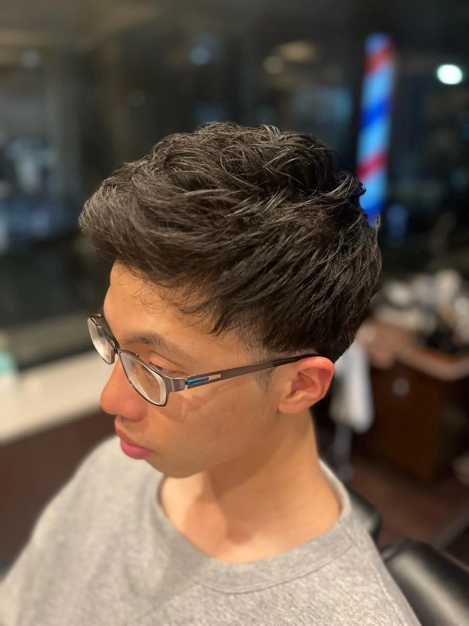 ショート メンズ アップバング ツーブロック 銀座バルビエグラン 角田雅樹（夜限定）のヘアスタイル