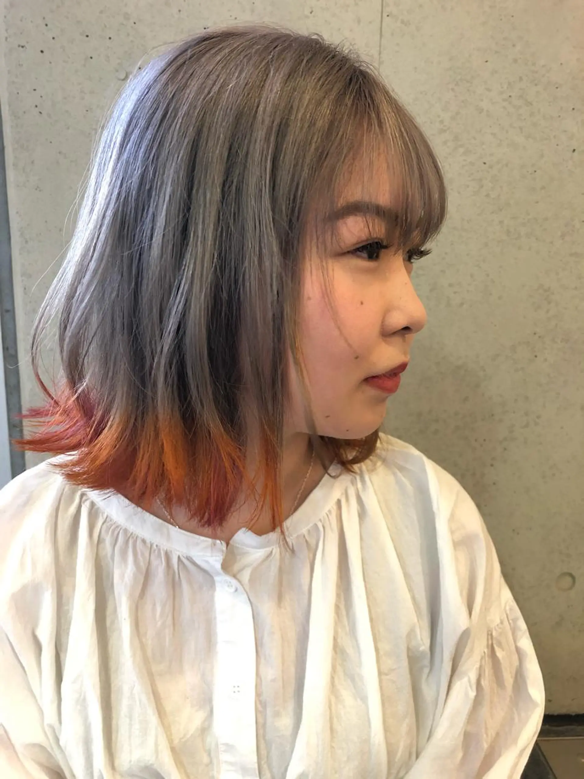 ミディアム カラー デザインカラー 松本 明日可のヘアスタイル