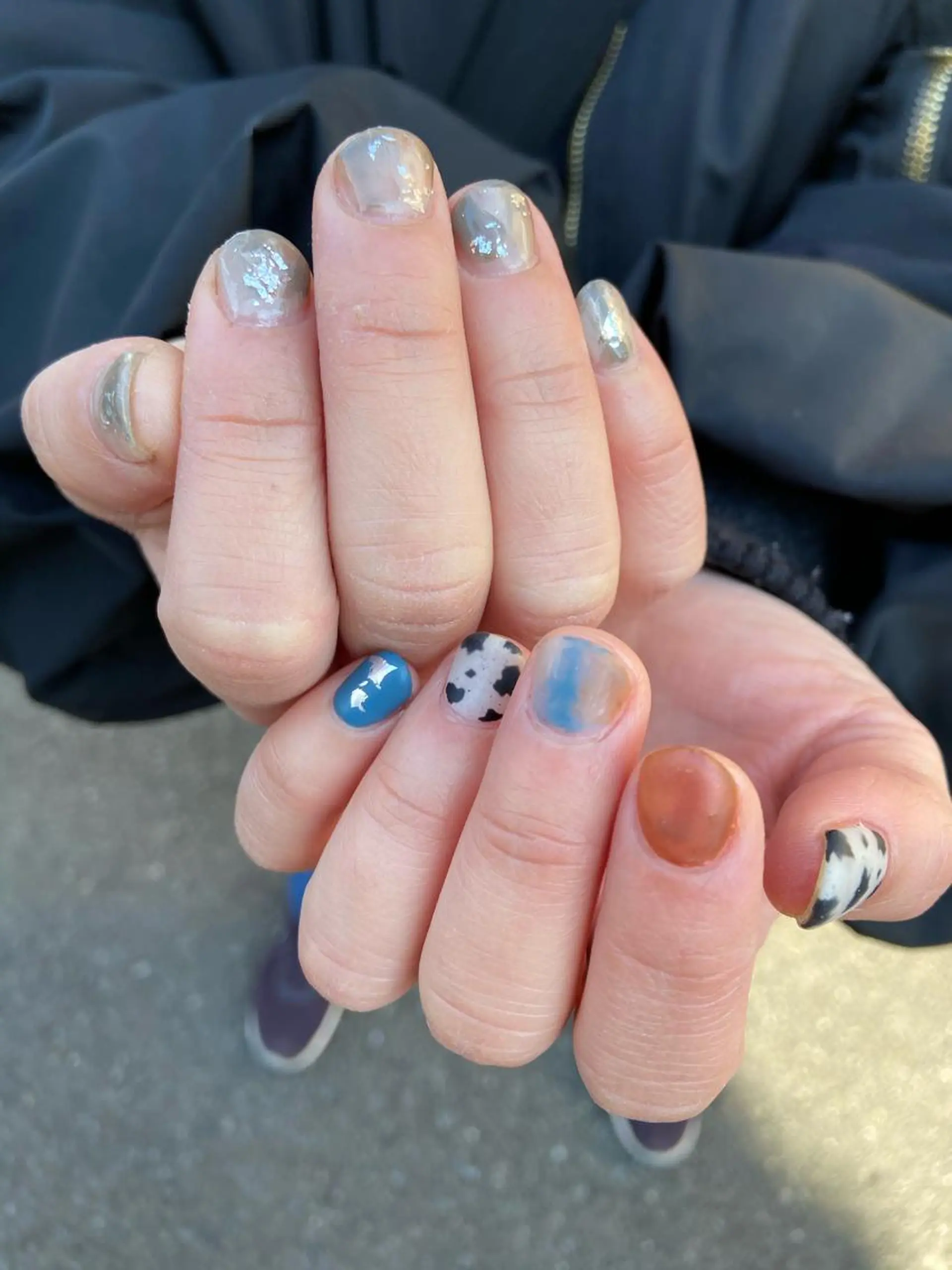 ネイル アニマル柄 アートネイル マットネイル ミラーネイル ニュアンスネイル . unffのネイルデザイン