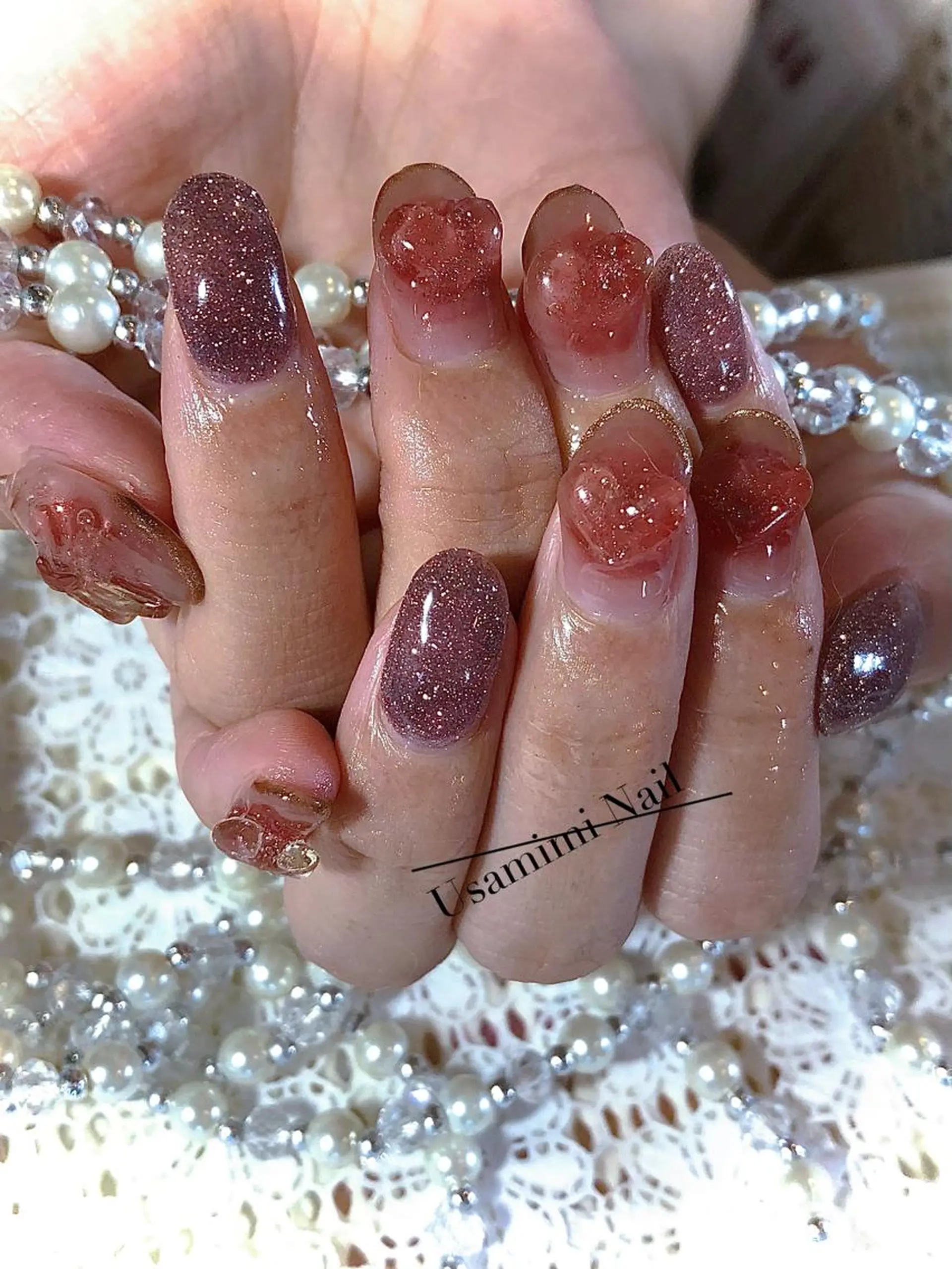ミディアム ネイル ハンドネイル USAMiMi 🐰💕のネイルデザイン