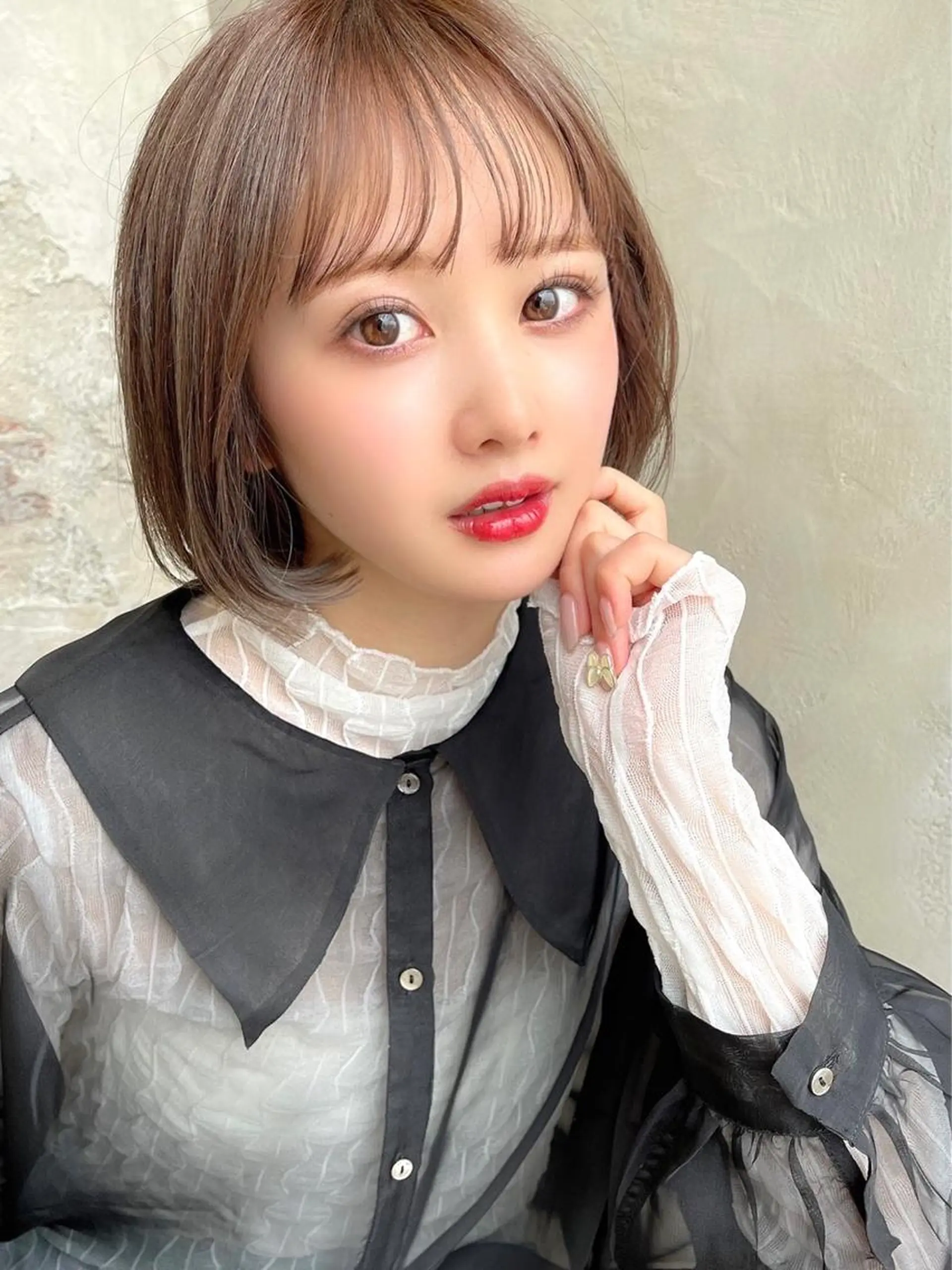 ミディアム カラー パーマ ヘアアレンジ キッズ ボブ 日本一の小顔カット/ ボブ/顔周り/韓国のヘアスタイル