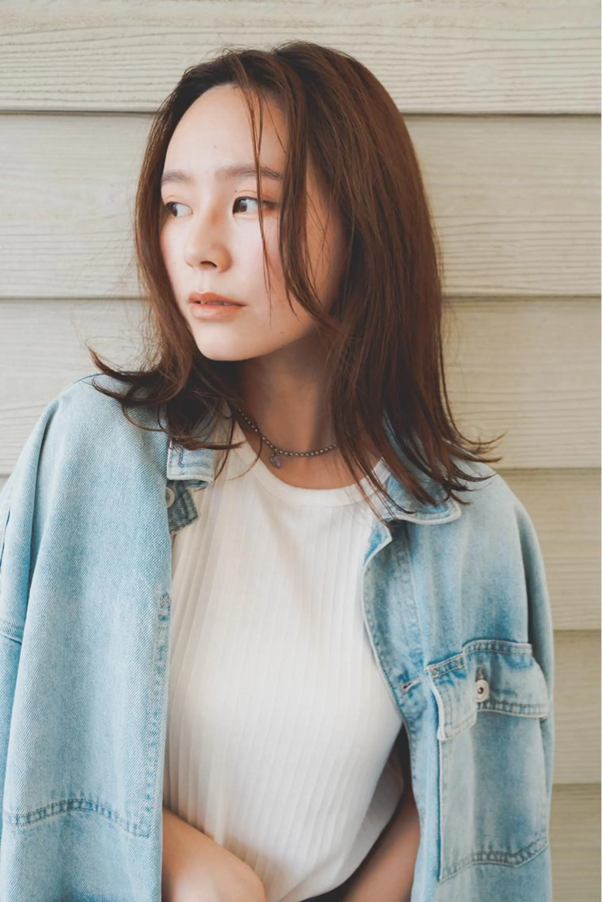 ミディアム 柳下 涼のヘアスタイル