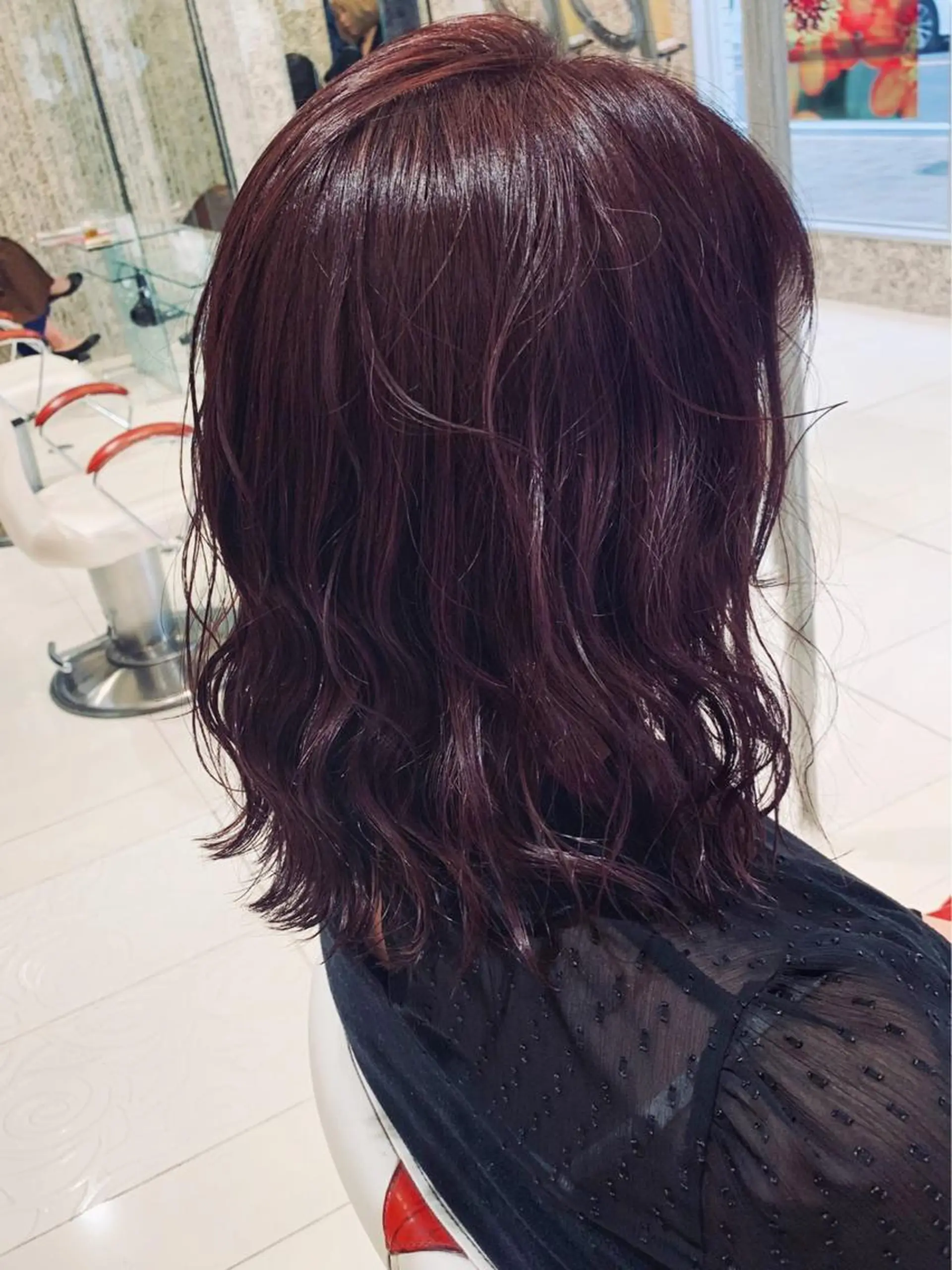 セミロング カラー カシス Agu hair cuddle 大曽根店【アグ ヘアー カドル】所属・Chinami チナミのヘアスタイル