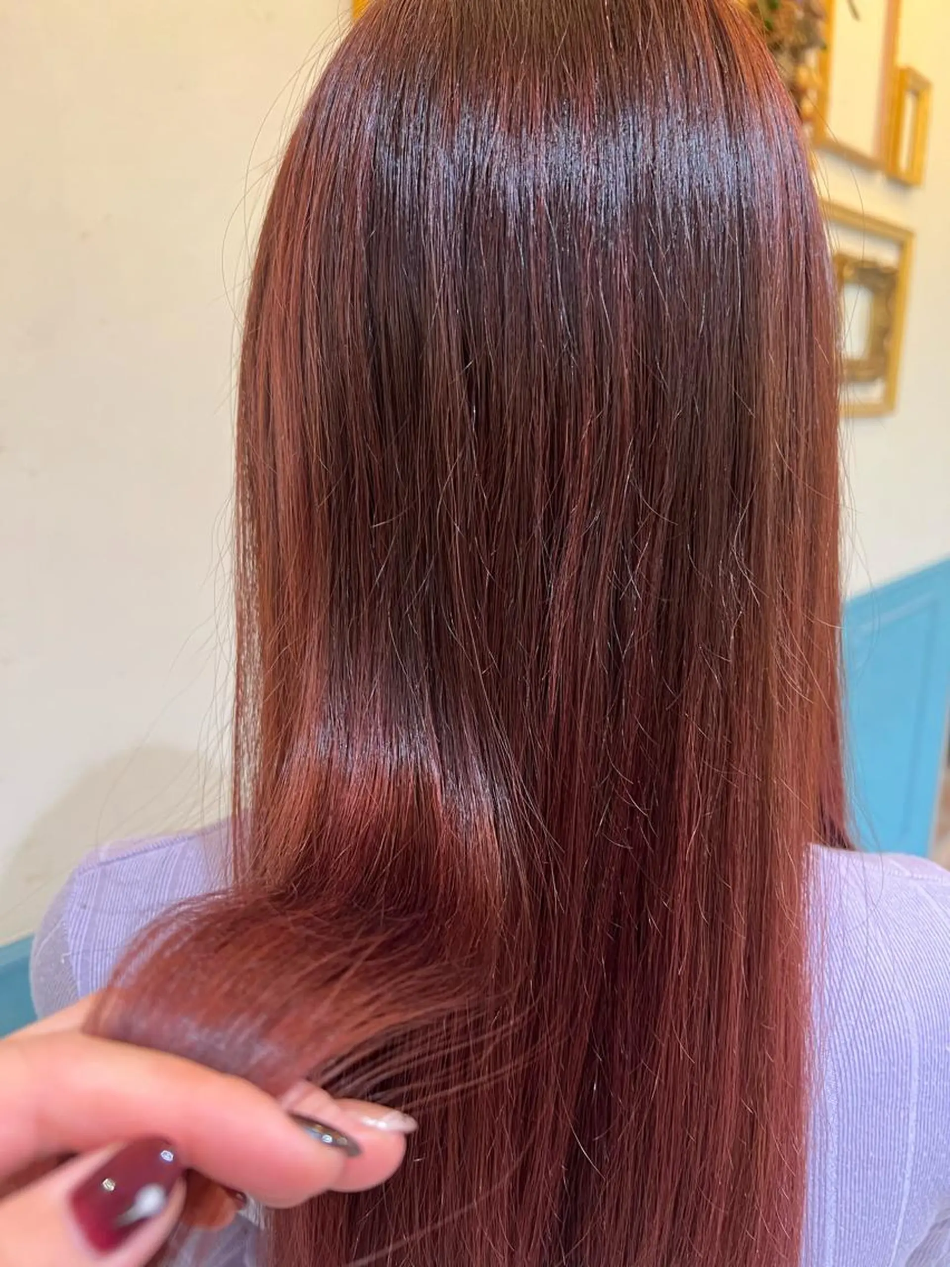 ロング カラー ピンクカラー ヘアカラー トリートメント 城 梨音のヘアスタイル