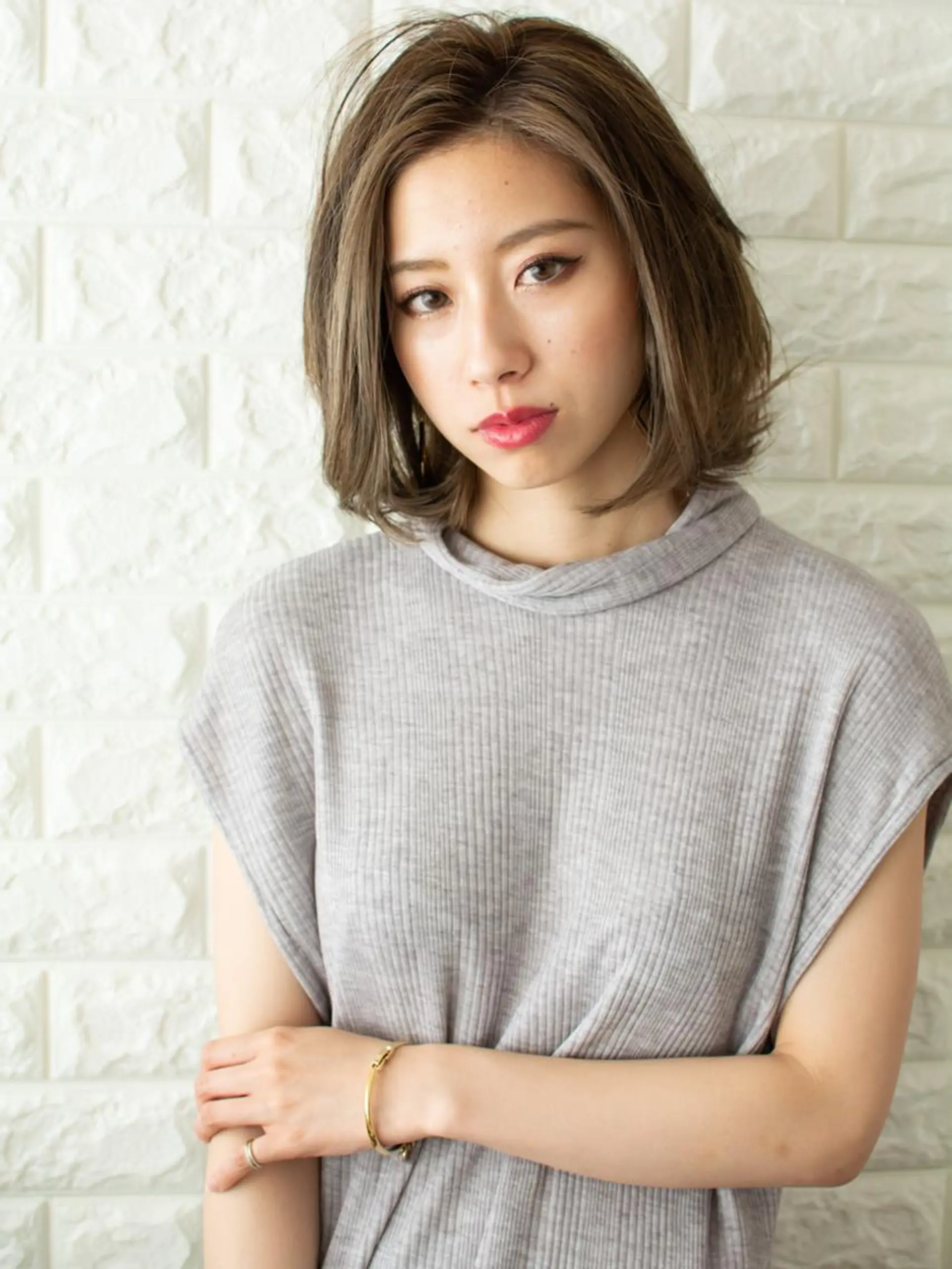 ミディアム ショートボブ ボブ 外国人風カラー ハイライト 外ハネヘア 撮影モデル 斉藤 正敏のその他イメージ