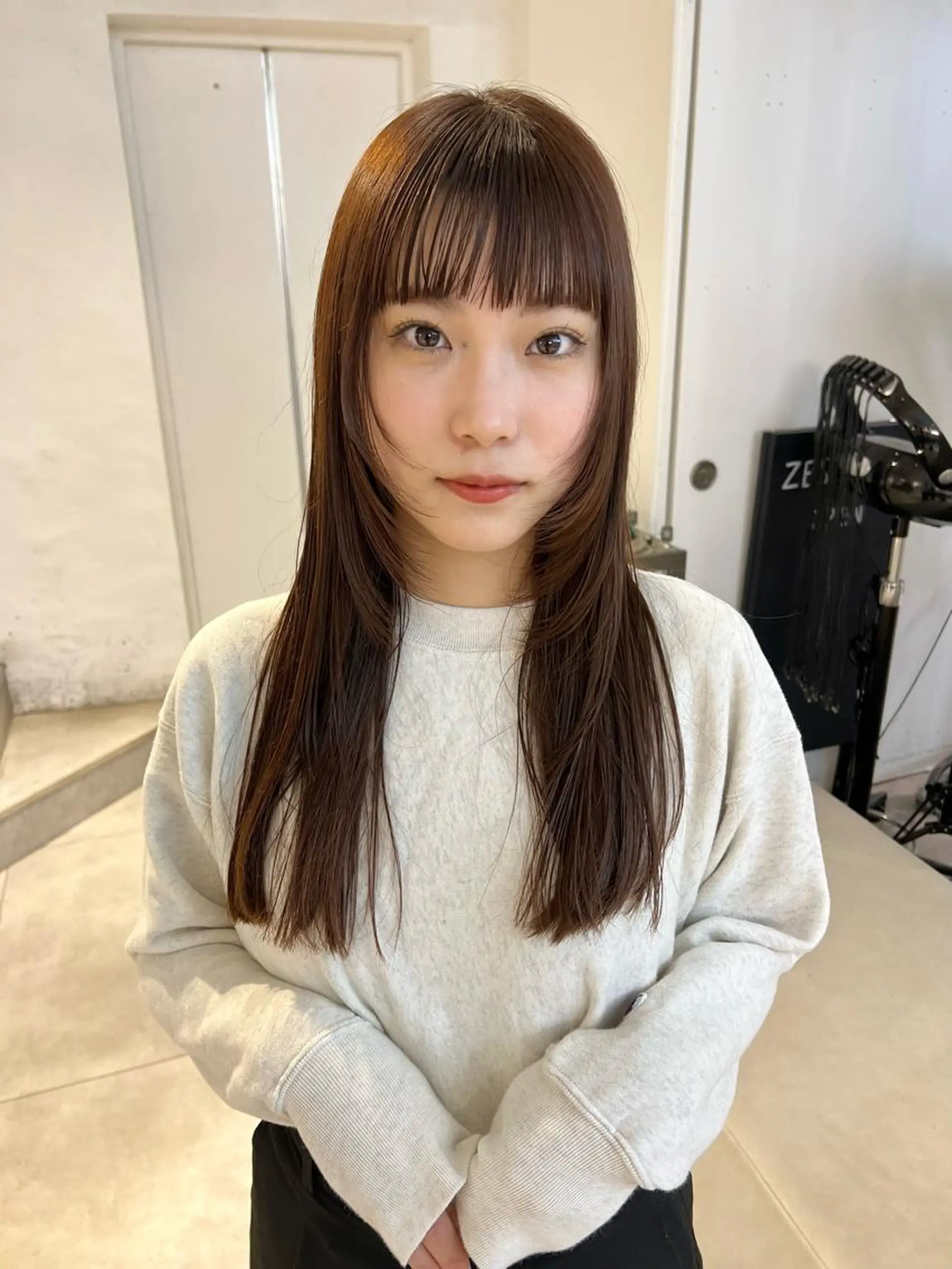 ロング カラー ベージュカラー ワイドバング 顔周りカット/透明感 カラー✂️MEIのヘアスタイル